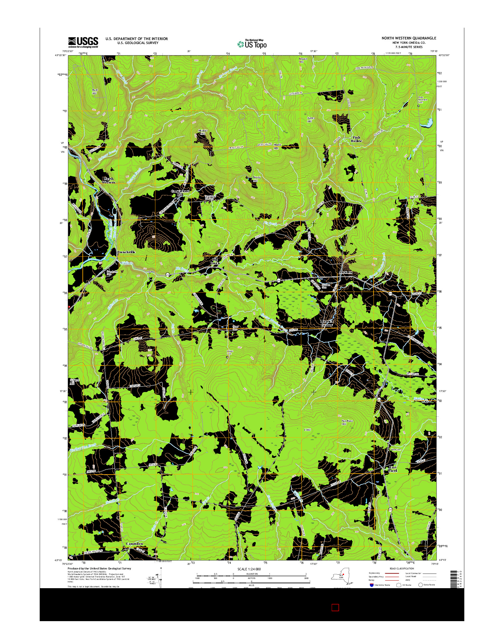 USGS US TOPO 7.5-MINUTE MAP FOR NORTH WESTERN, NY 2016