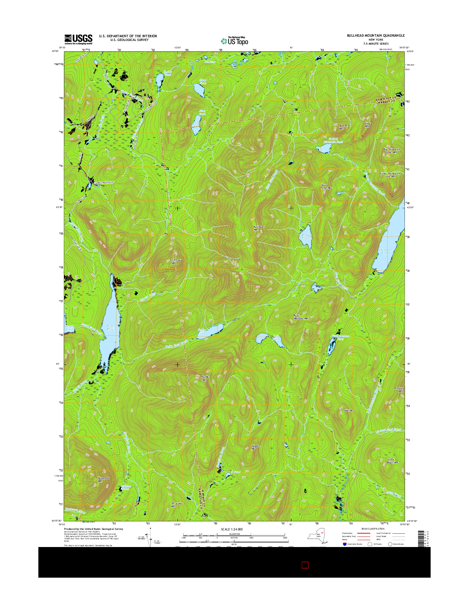 USGS US TOPO 7.5-MINUTE MAP FOR BULLHEAD MOUNTAIN, NY 2016