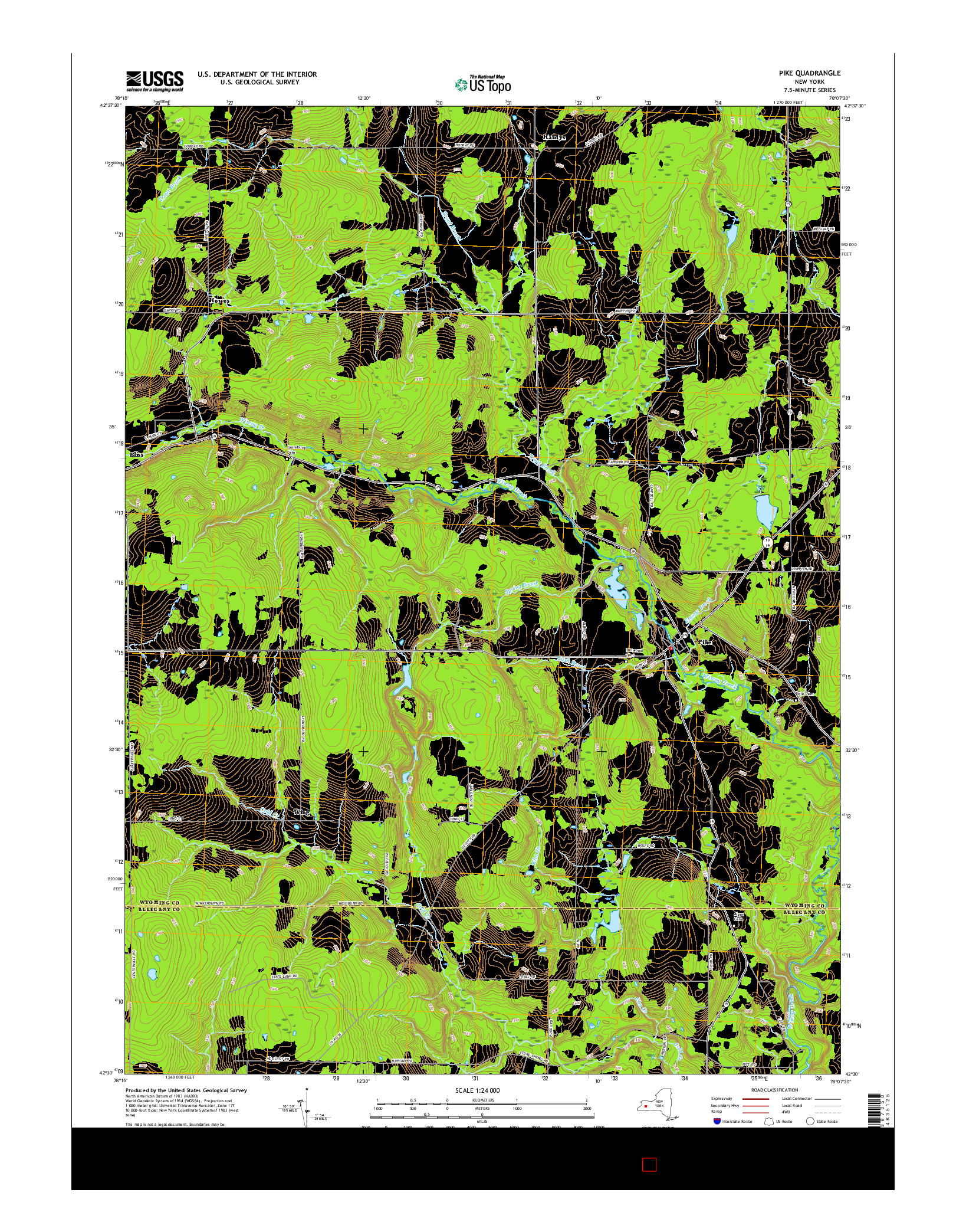 USGS US TOPO 7.5-MINUTE MAP FOR PIKE, NY 2016