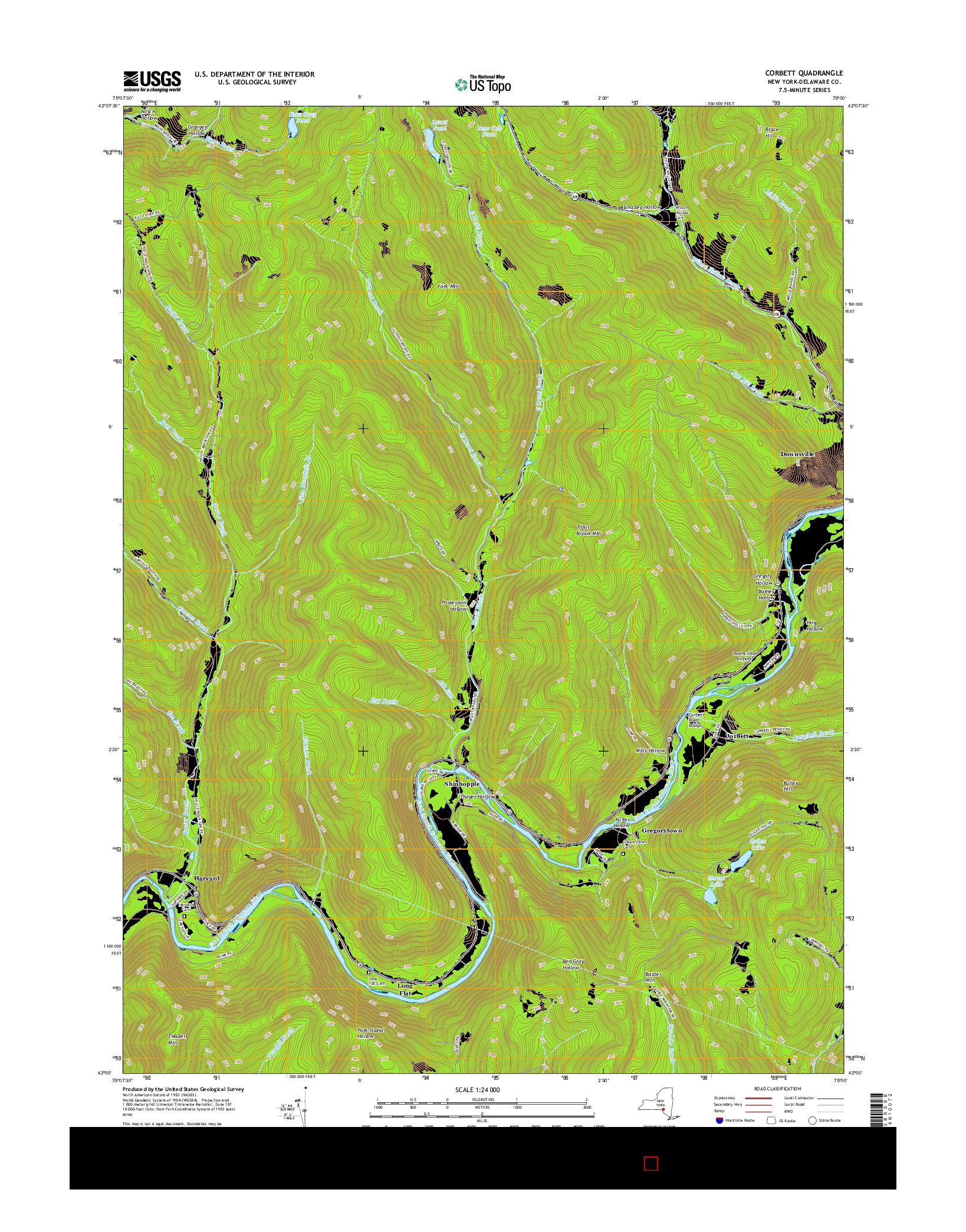 USGS US TOPO 7.5-MINUTE MAP FOR CORBETT, NY 2016