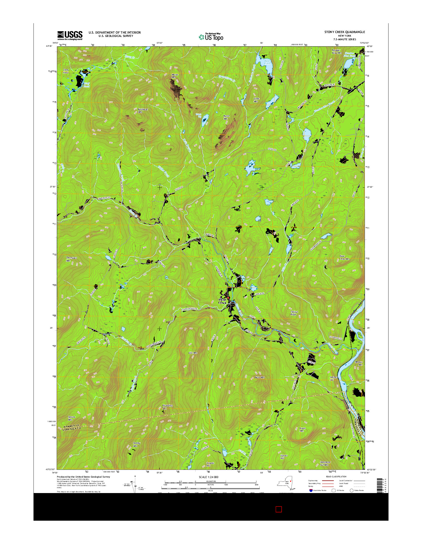 USGS US TOPO 7.5-MINUTE MAP FOR STONY CREEK, NY 2016