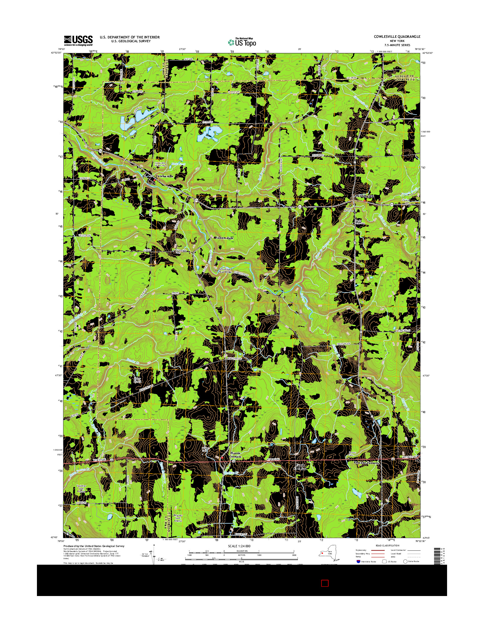 USGS US TOPO 7.5-MINUTE MAP FOR COWLESVILLE, NY 2016