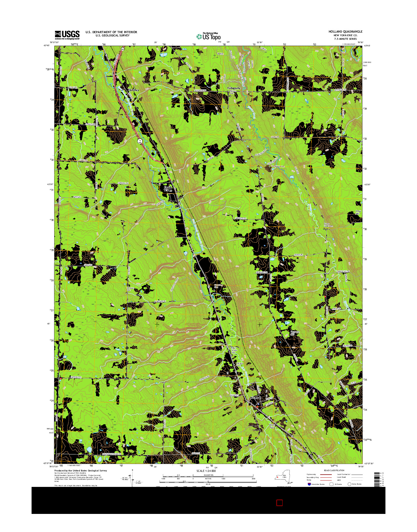 USGS US TOPO 7.5-MINUTE MAP FOR HOLLAND, NY 2016