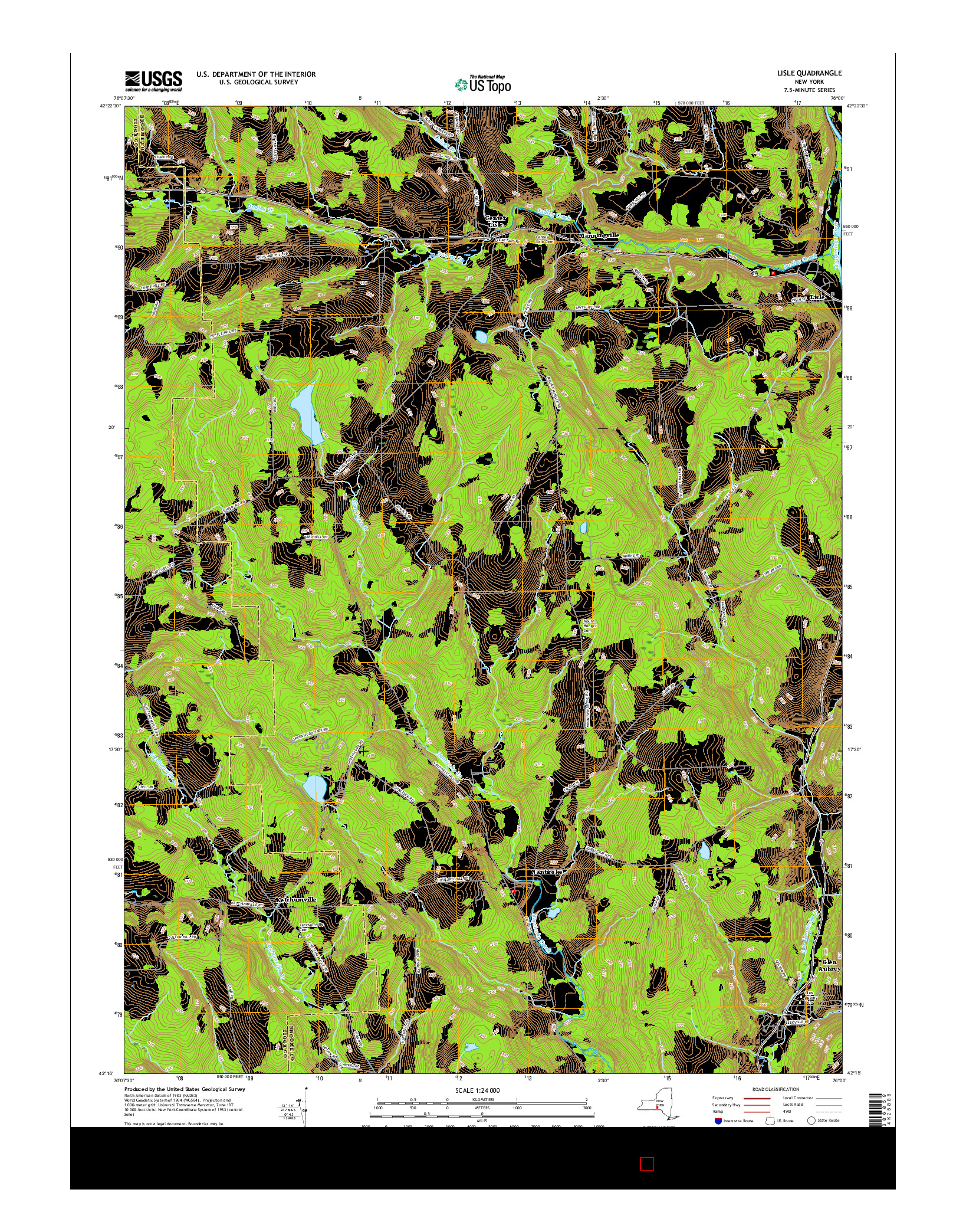 USGS US TOPO 7.5-MINUTE MAP FOR LISLE, NY 2016