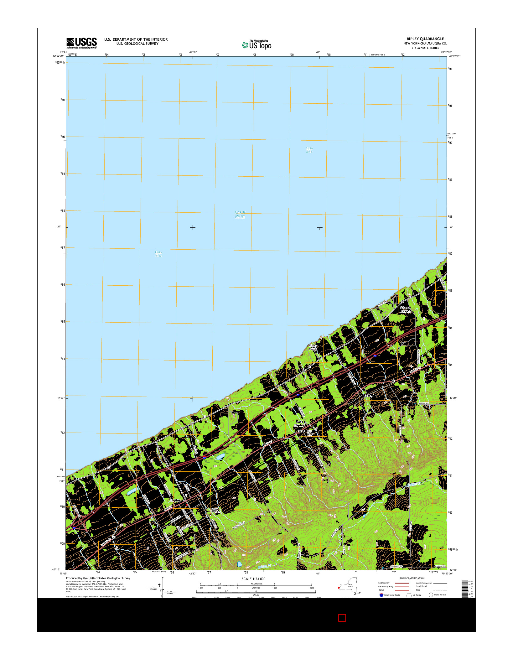 USGS US TOPO 7.5-MINUTE MAP FOR RIPLEY, NY 2016