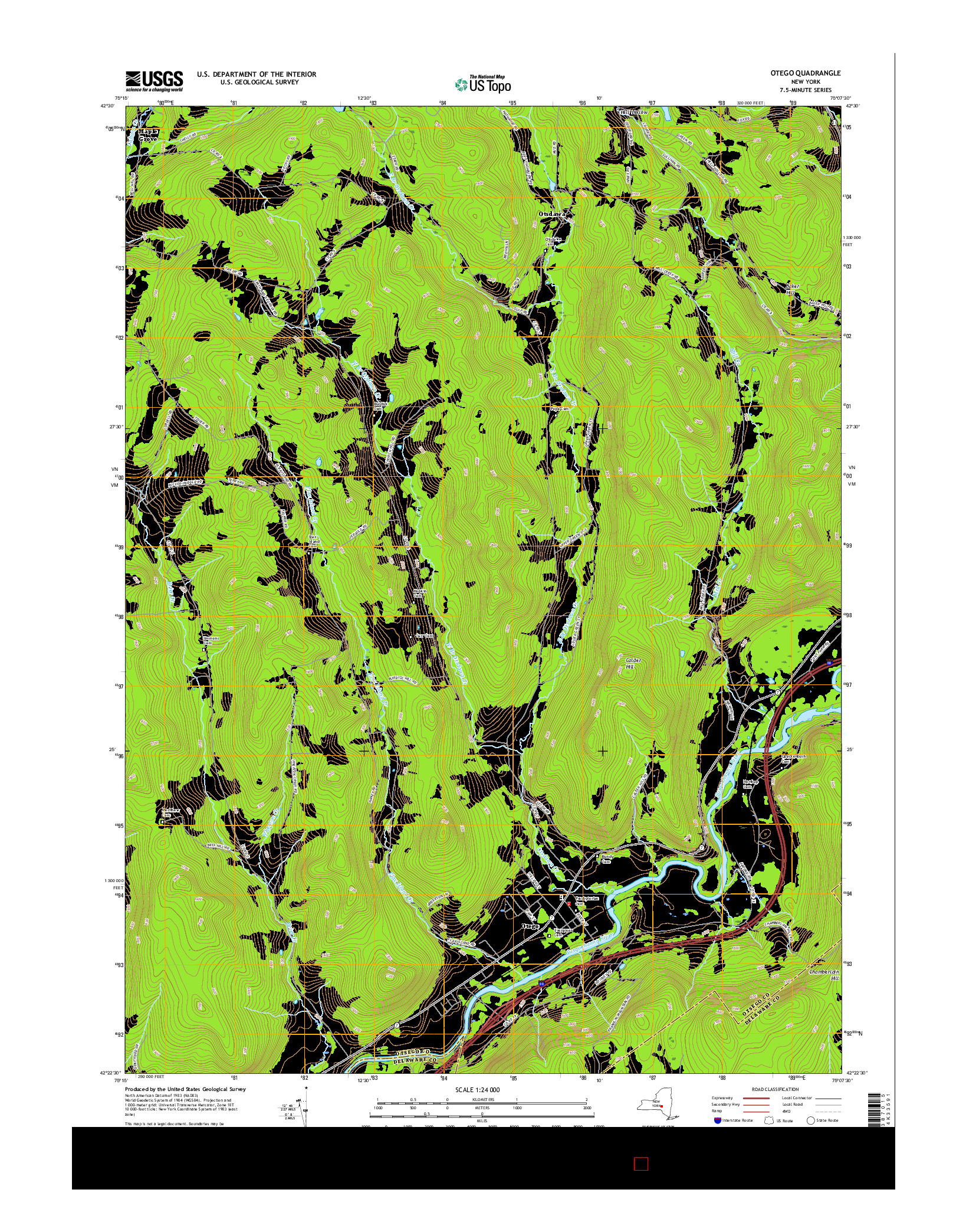 USGS US TOPO 7.5-MINUTE MAP FOR OTEGO, NY 2016