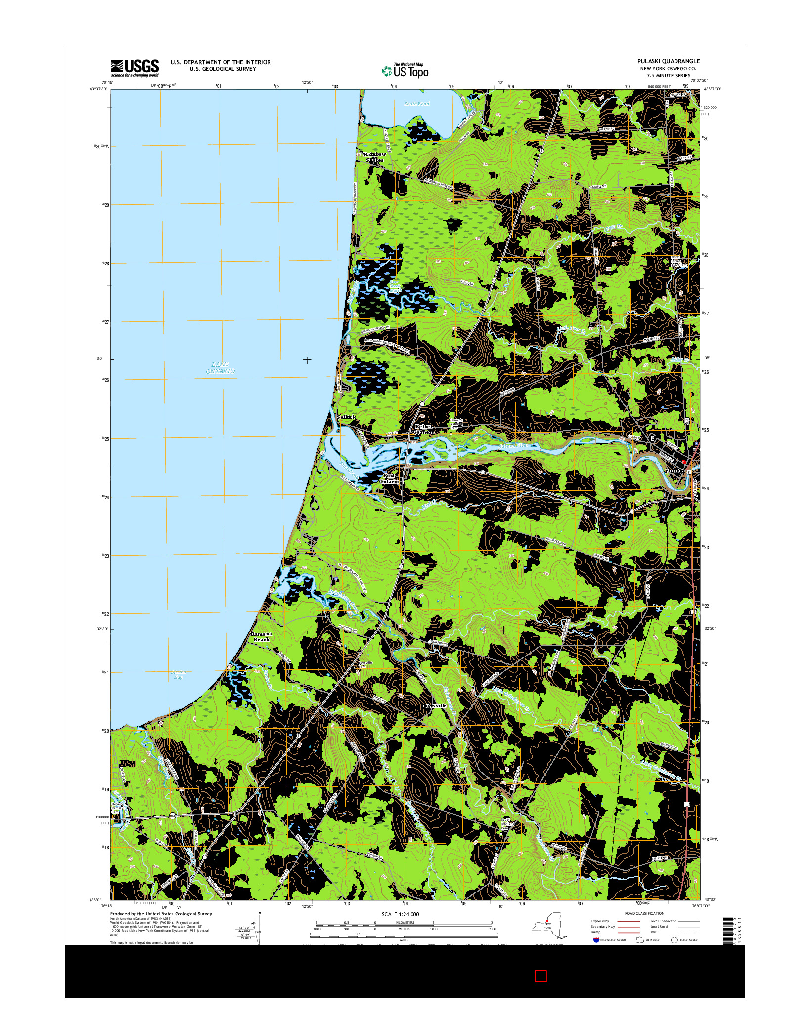 USGS US TOPO 7.5-MINUTE MAP FOR PULASKI, NY 2016