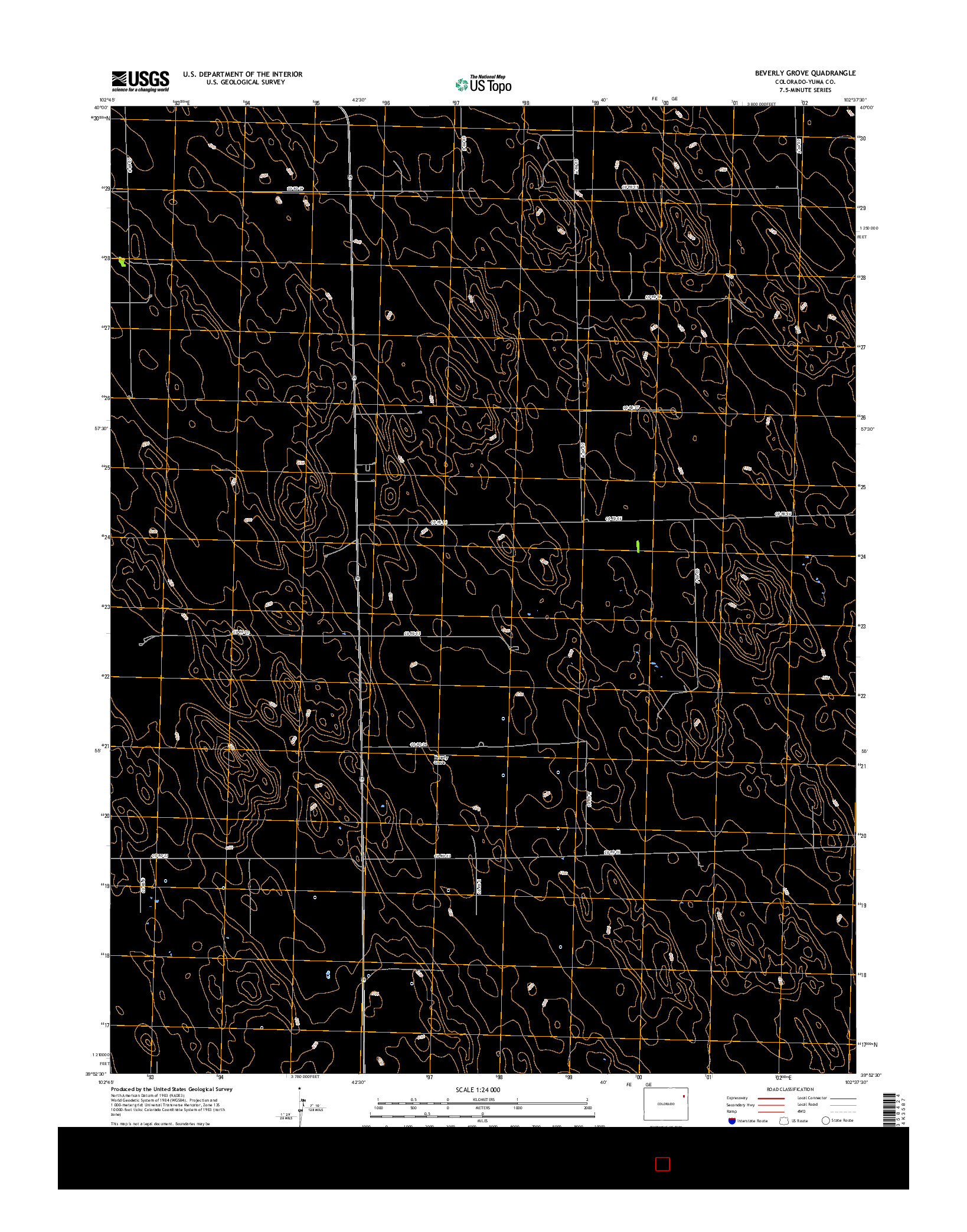 USGS US TOPO 7.5-MINUTE MAP FOR BEVERLY GROVE, CO 2016