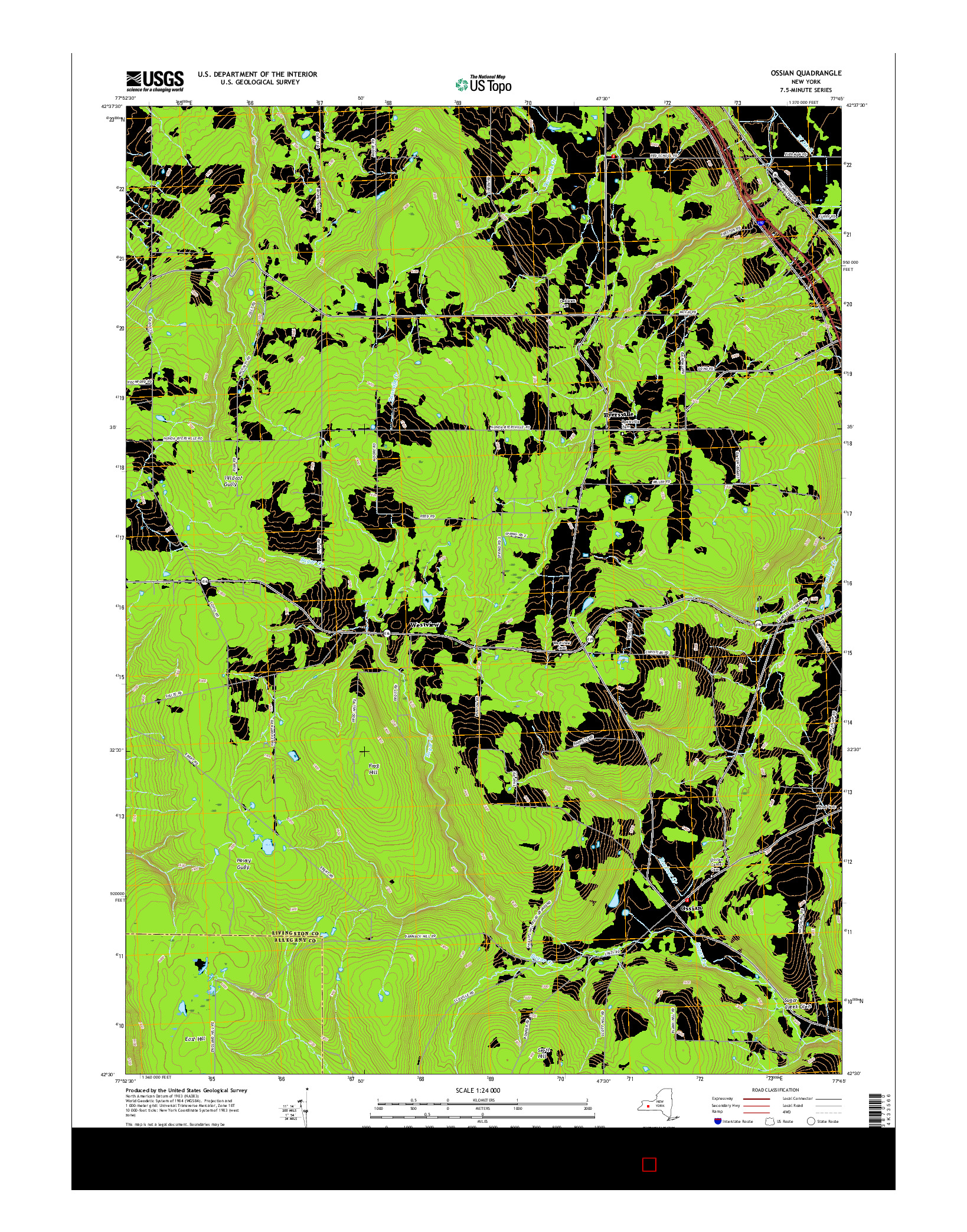 USGS US TOPO 7.5-MINUTE MAP FOR OSSIAN, NY 2016