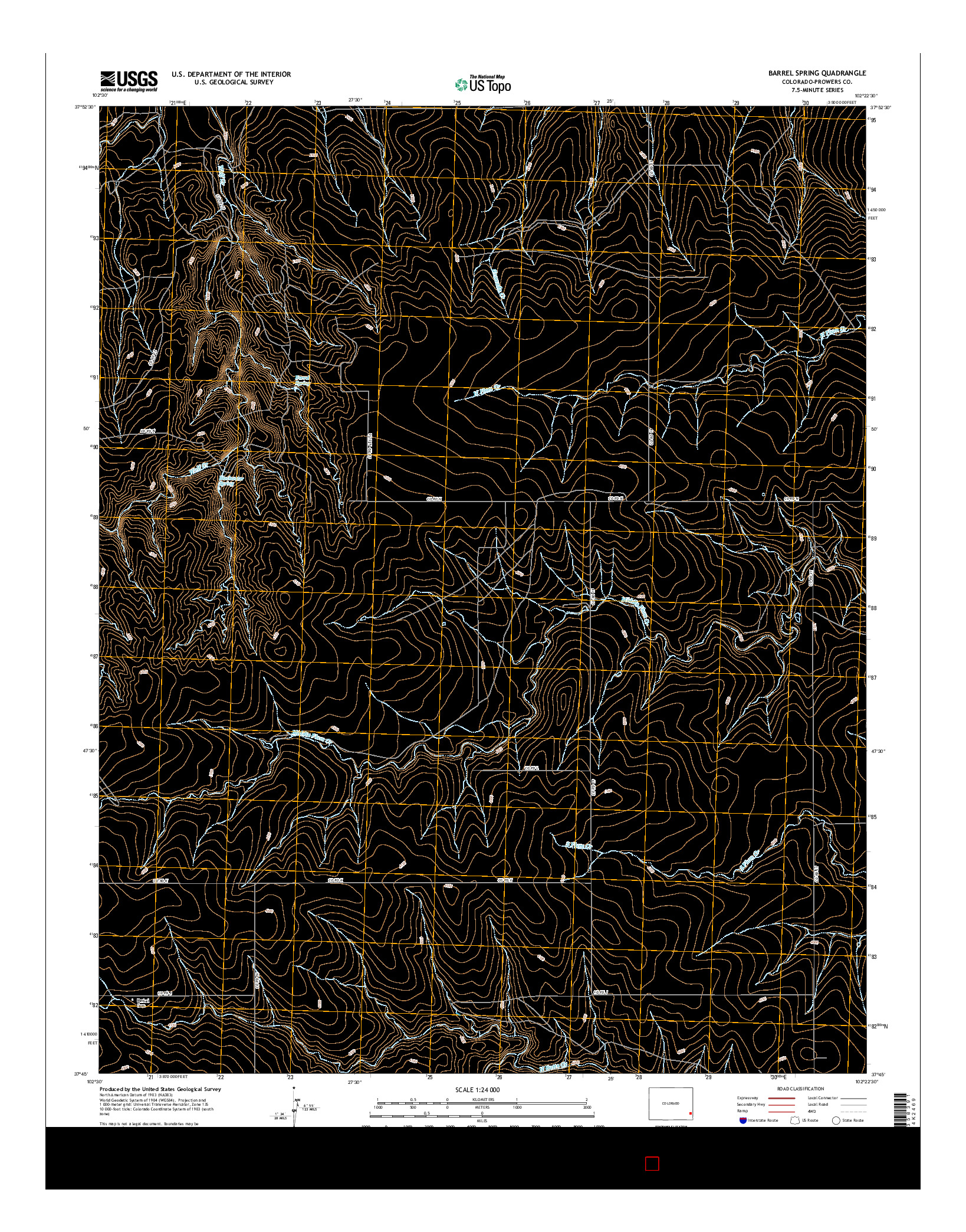 USGS US TOPO 7.5-MINUTE MAP FOR BARREL SPRING, CO 2016