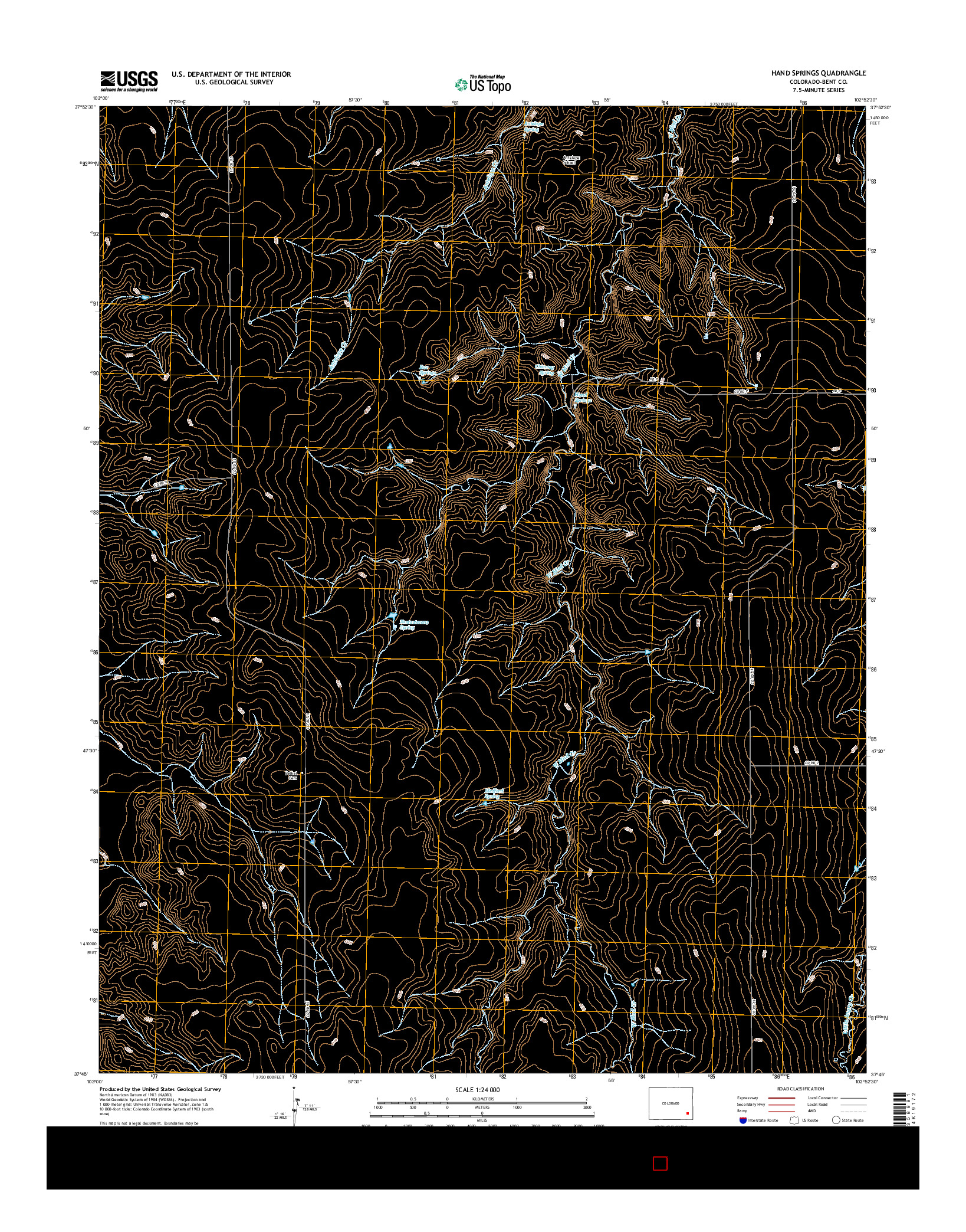 USGS US TOPO 7.5-MINUTE MAP FOR HAND SPRINGS, CO 2016