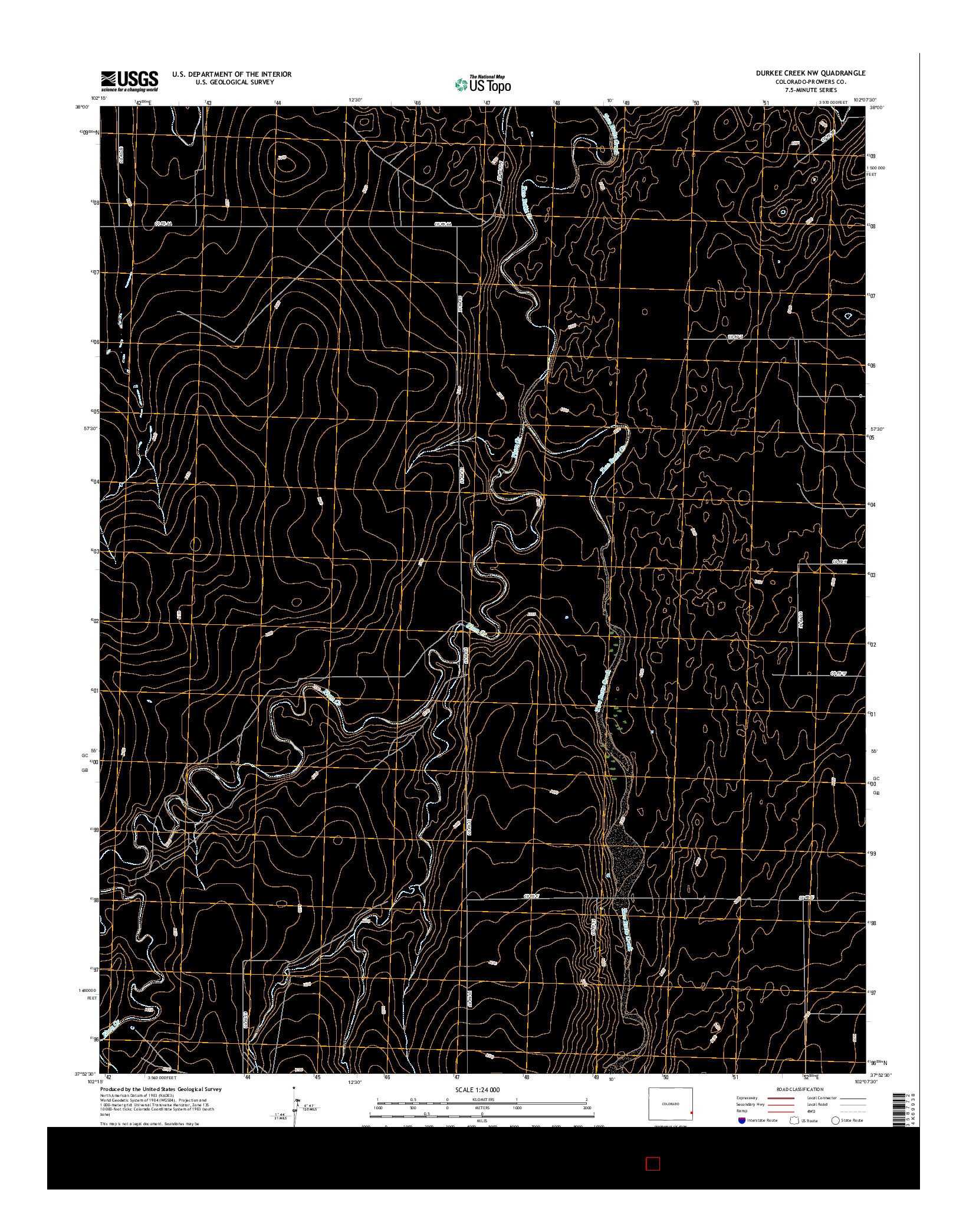 USGS US TOPO 7.5-MINUTE MAP FOR DURKEE CREEK NW, CO 2016