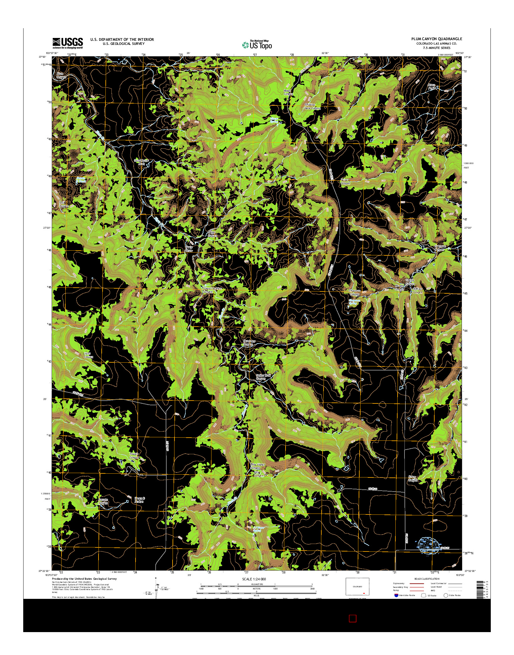 USGS US TOPO 7.5-MINUTE MAP FOR PLUM CANYON, CO 2016