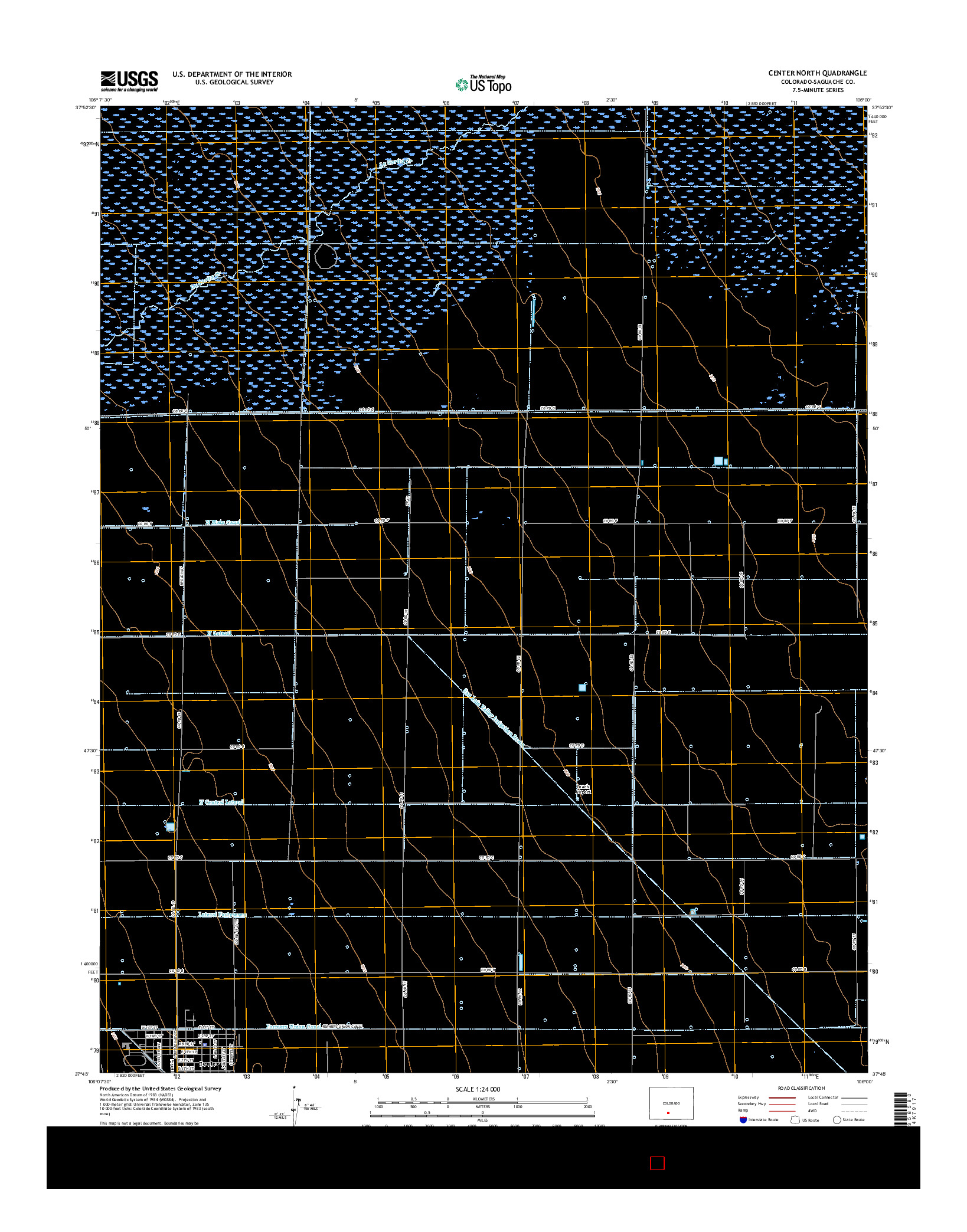 USGS US TOPO 7.5-MINUTE MAP FOR CENTER NORTH, CO 2016