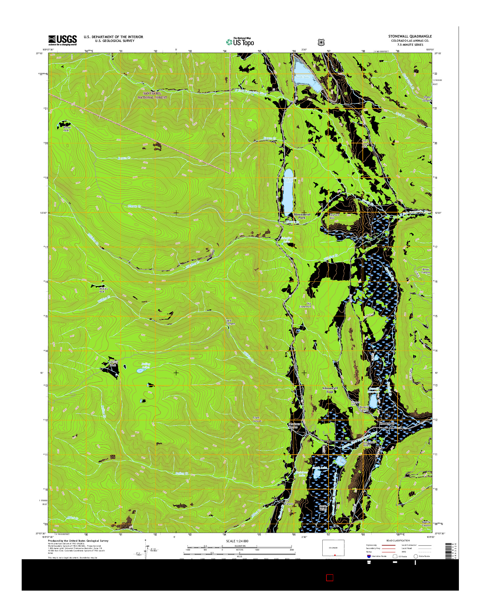 USGS US TOPO 7.5-MINUTE MAP FOR STONEWALL, CO 2016