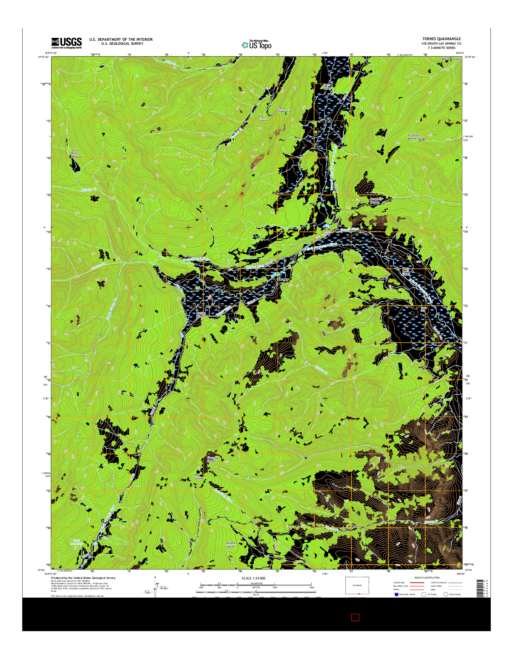 USGS US TOPO 7.5-MINUTE MAP FOR TORRES, CO 2016