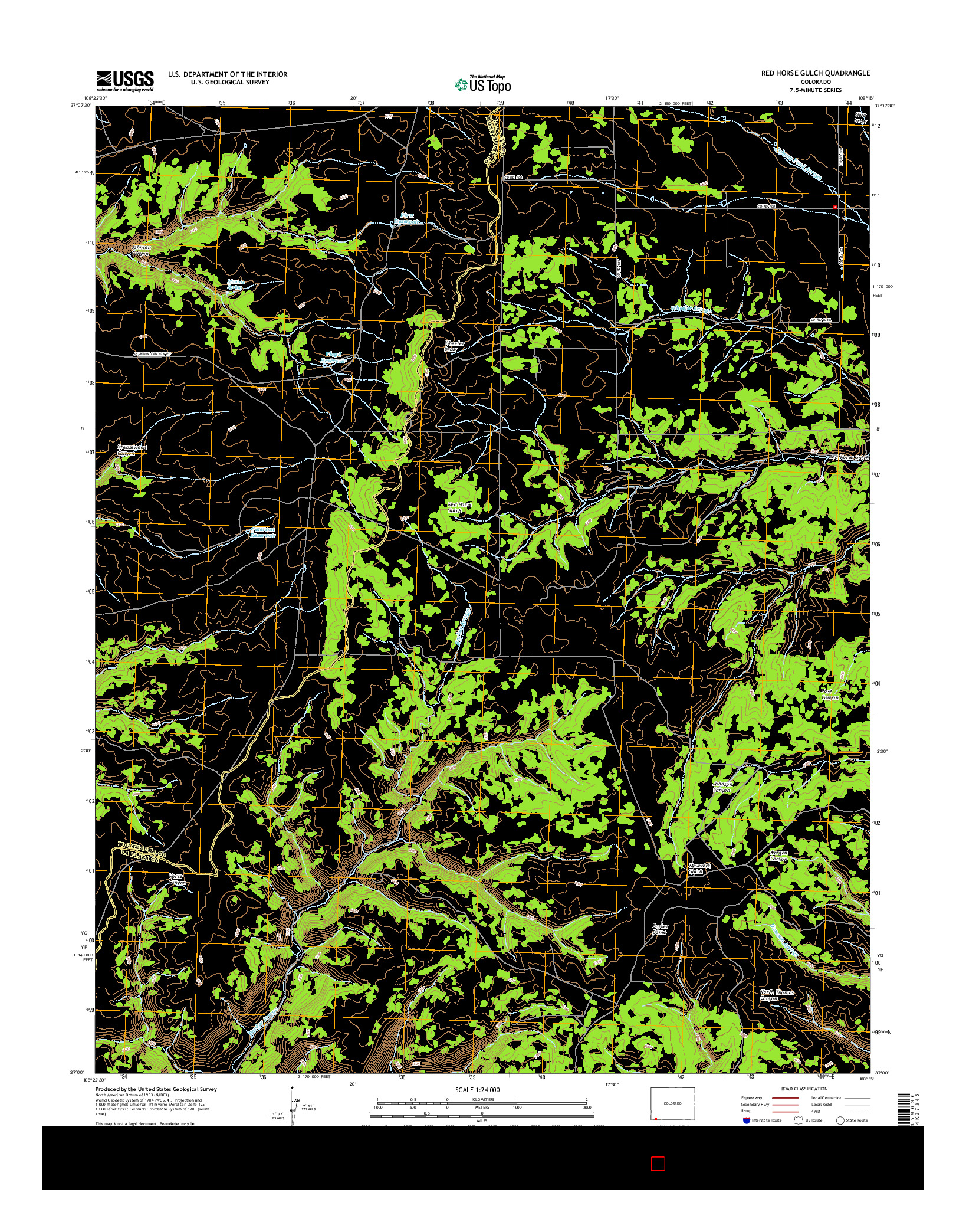 USGS US TOPO 7.5-MINUTE MAP FOR RED HORSE GULCH, CO 2016