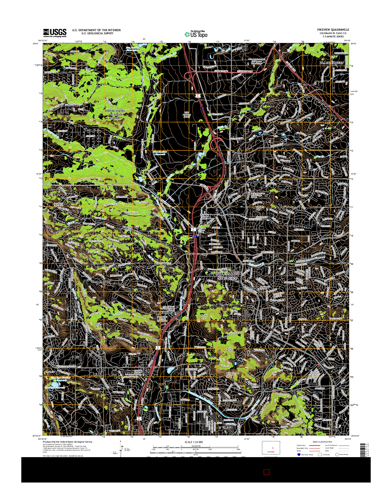 USGS US TOPO 7.5-MINUTE MAP FOR PIKEVIEW, CO 2016