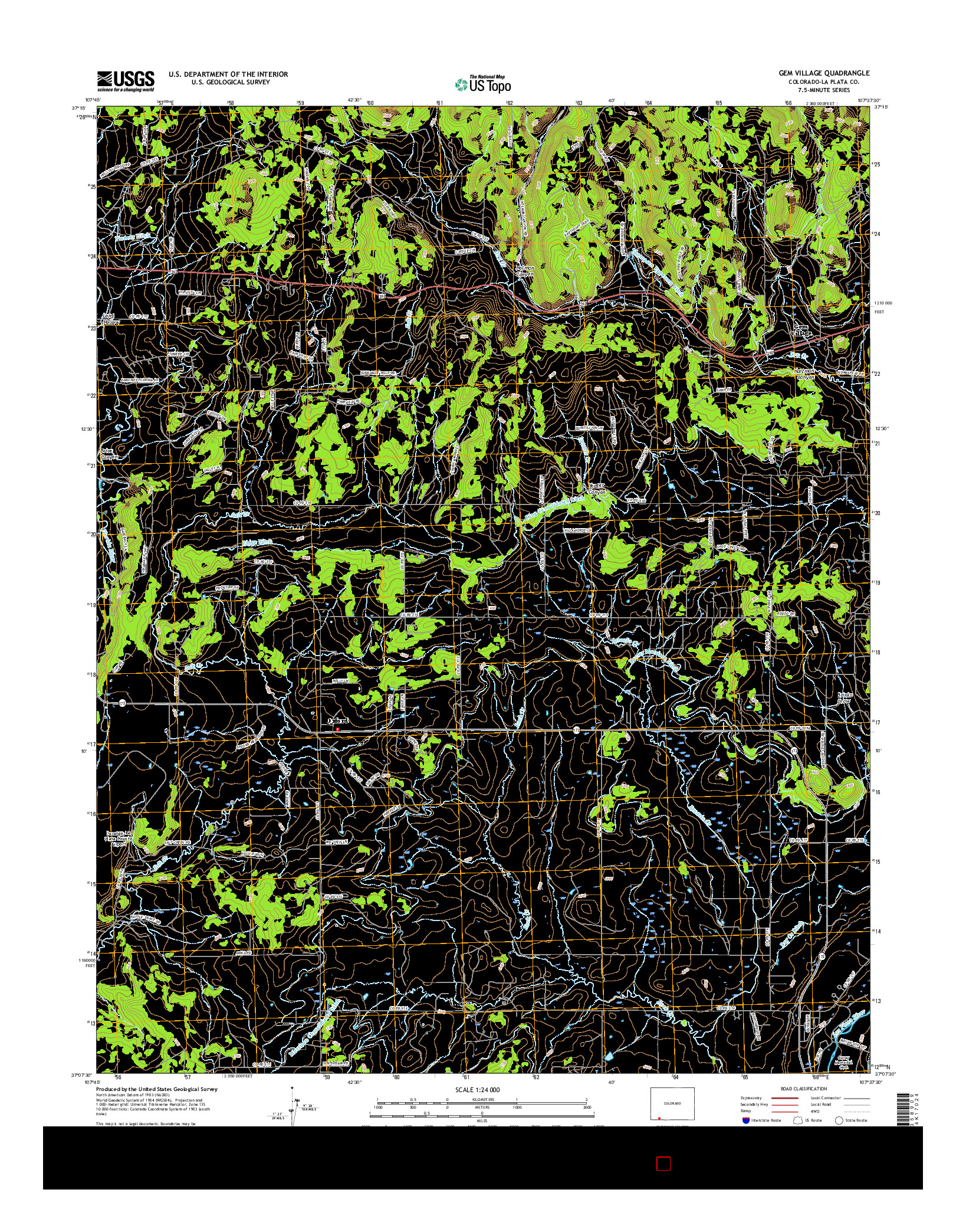 USGS US TOPO 7.5-MINUTE MAP FOR GEM VILLAGE, CO 2016