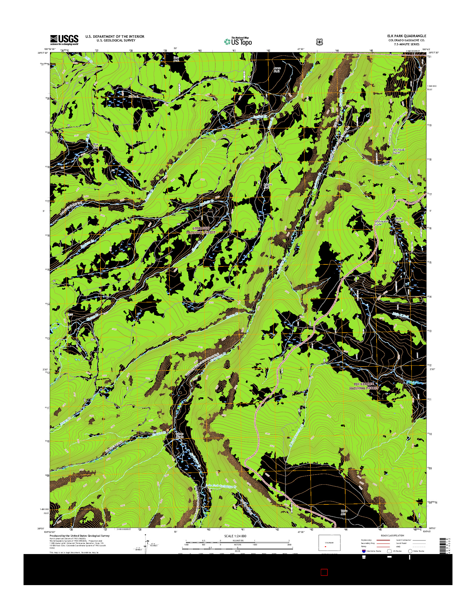 USGS US TOPO 7.5-MINUTE MAP FOR ELK PARK, CO 2016