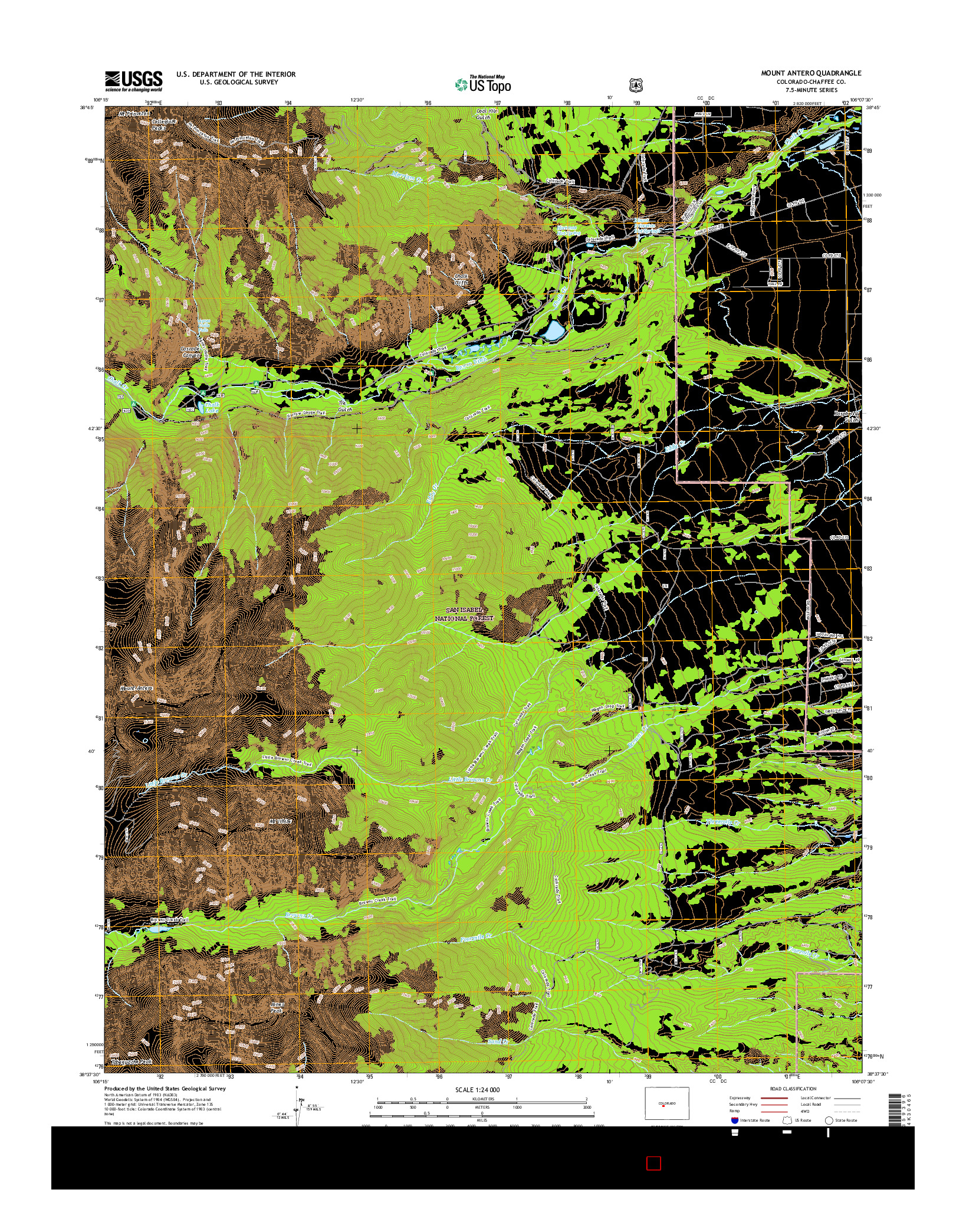 USGS US TOPO 7.5-MINUTE MAP FOR MOUNT ANTERO, CO 2016