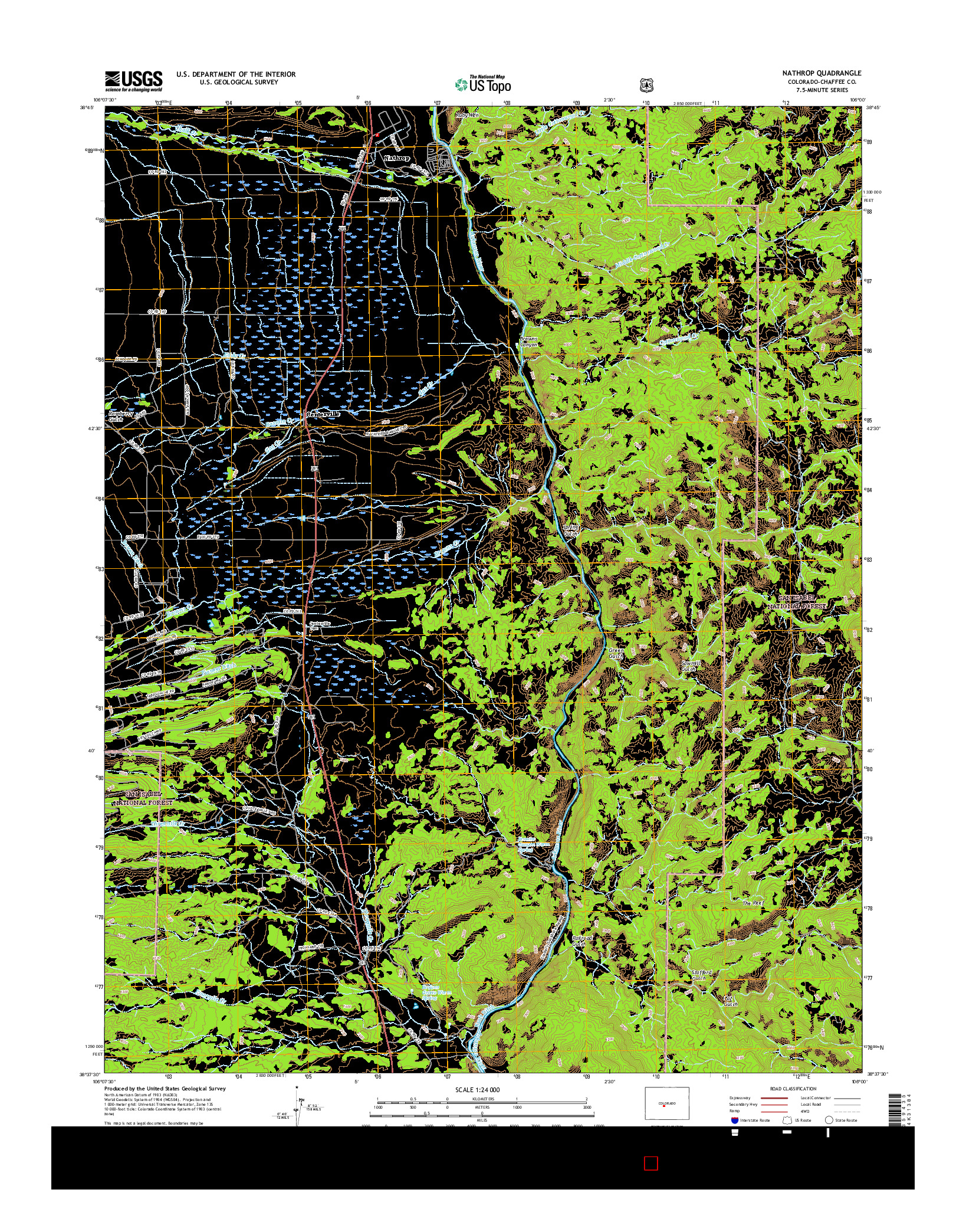 USGS US TOPO 7.5-MINUTE MAP FOR NATHROP, CO 2016