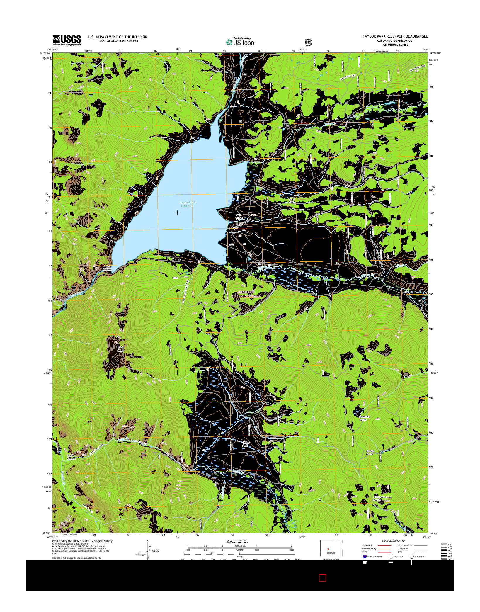 USGS US TOPO 7.5-MINUTE MAP FOR TAYLOR PARK RESERVOIR, CO 2016