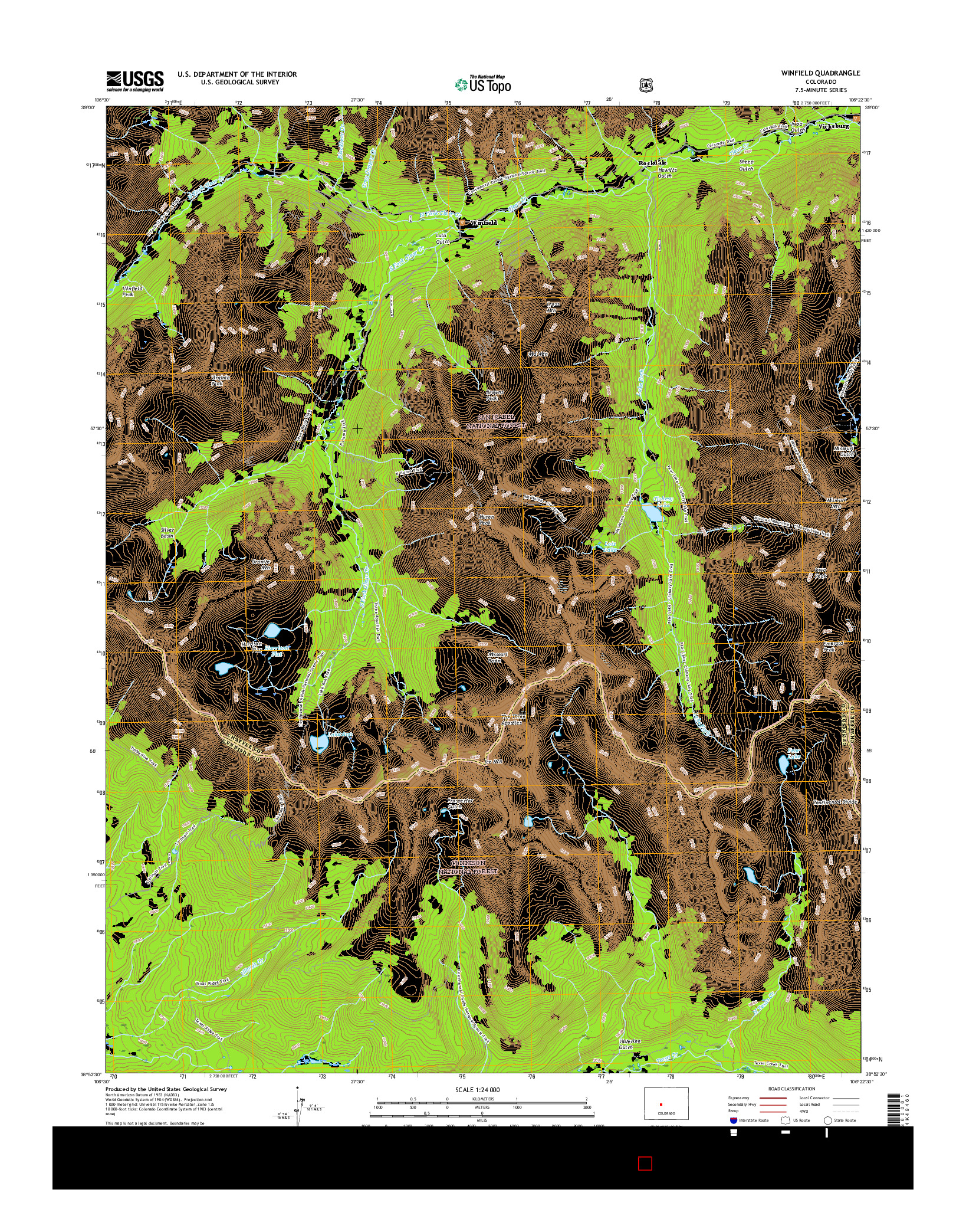 USGS US TOPO 7.5-MINUTE MAP FOR WINFIELD, CO 2016