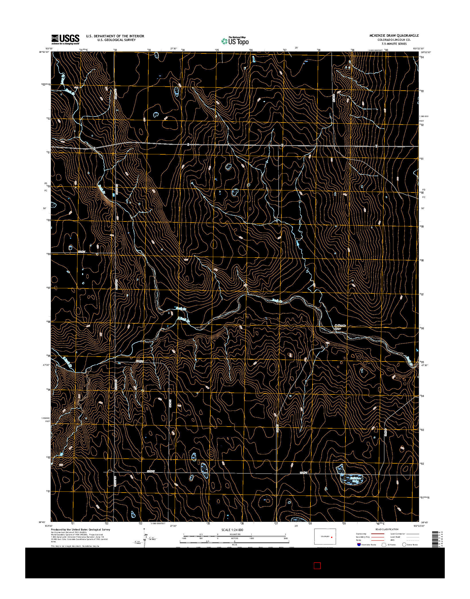 USGS US TOPO 7.5-MINUTE MAP FOR MCKENZIE DRAW, CO 2016