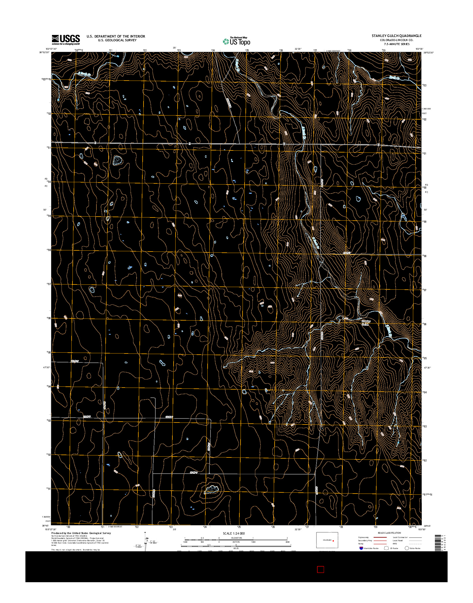 USGS US TOPO 7.5-MINUTE MAP FOR STANLEY GULCH, CO 2016