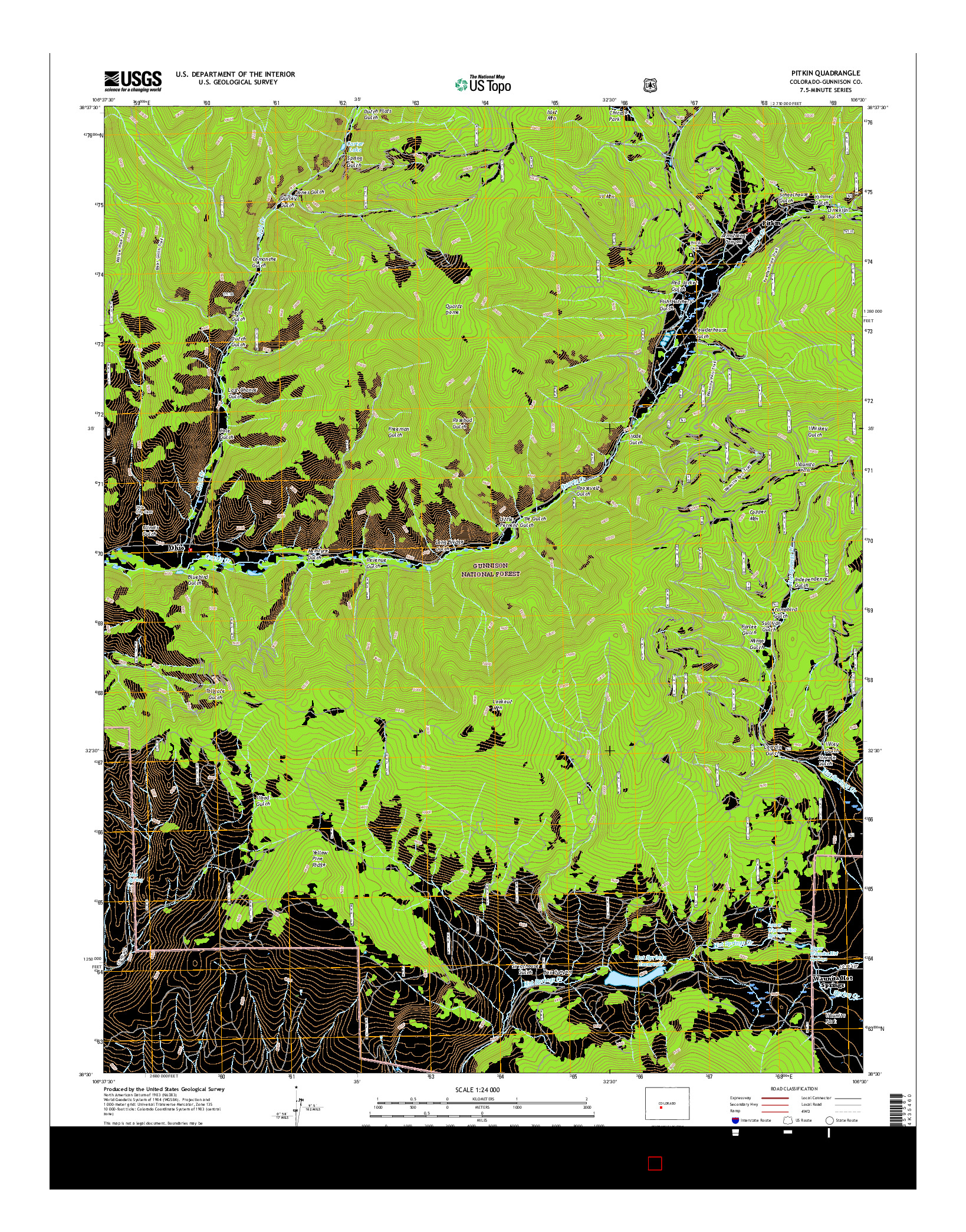 USGS US TOPO 7.5-MINUTE MAP FOR PITKIN, CO 2016