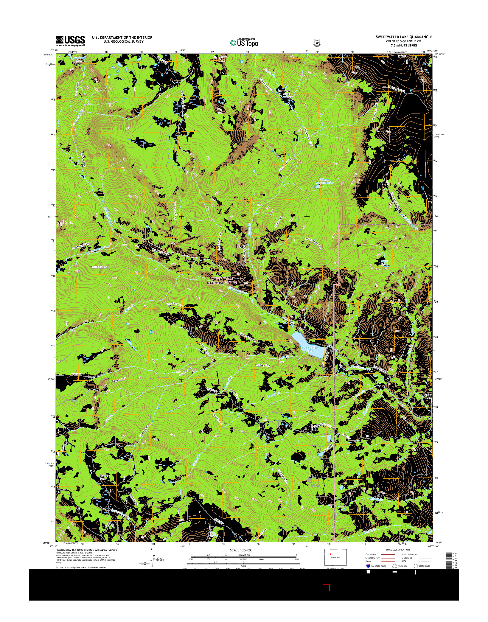 USGS US TOPO 7.5-MINUTE MAP FOR SWEETWATER LAKE, CO 2016