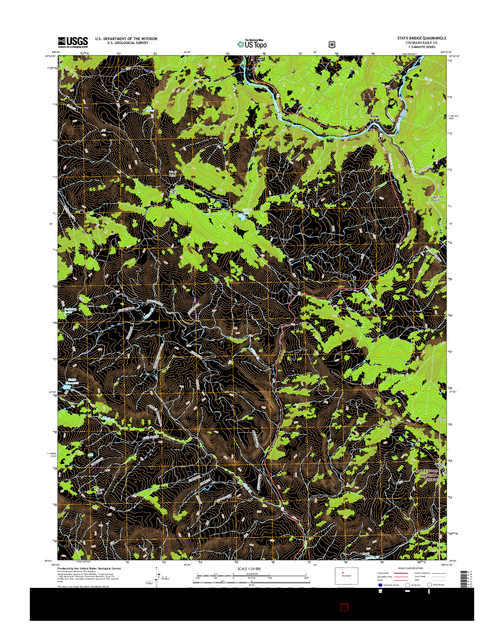USGS US TOPO 7.5-MINUTE MAP FOR STATE BRIDGE, CO 2016