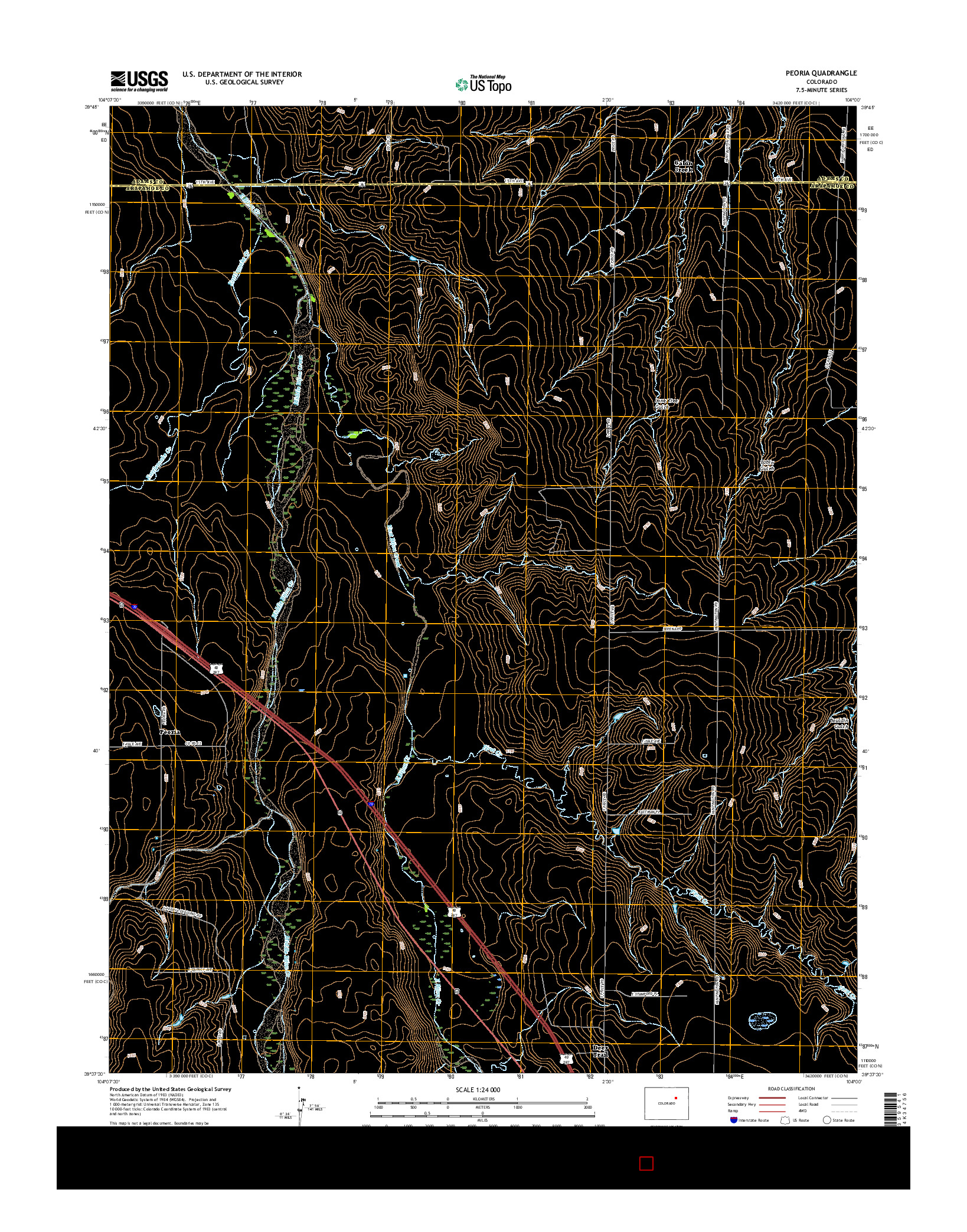 USGS US TOPO 7.5-MINUTE MAP FOR PEORIA, CO 2016