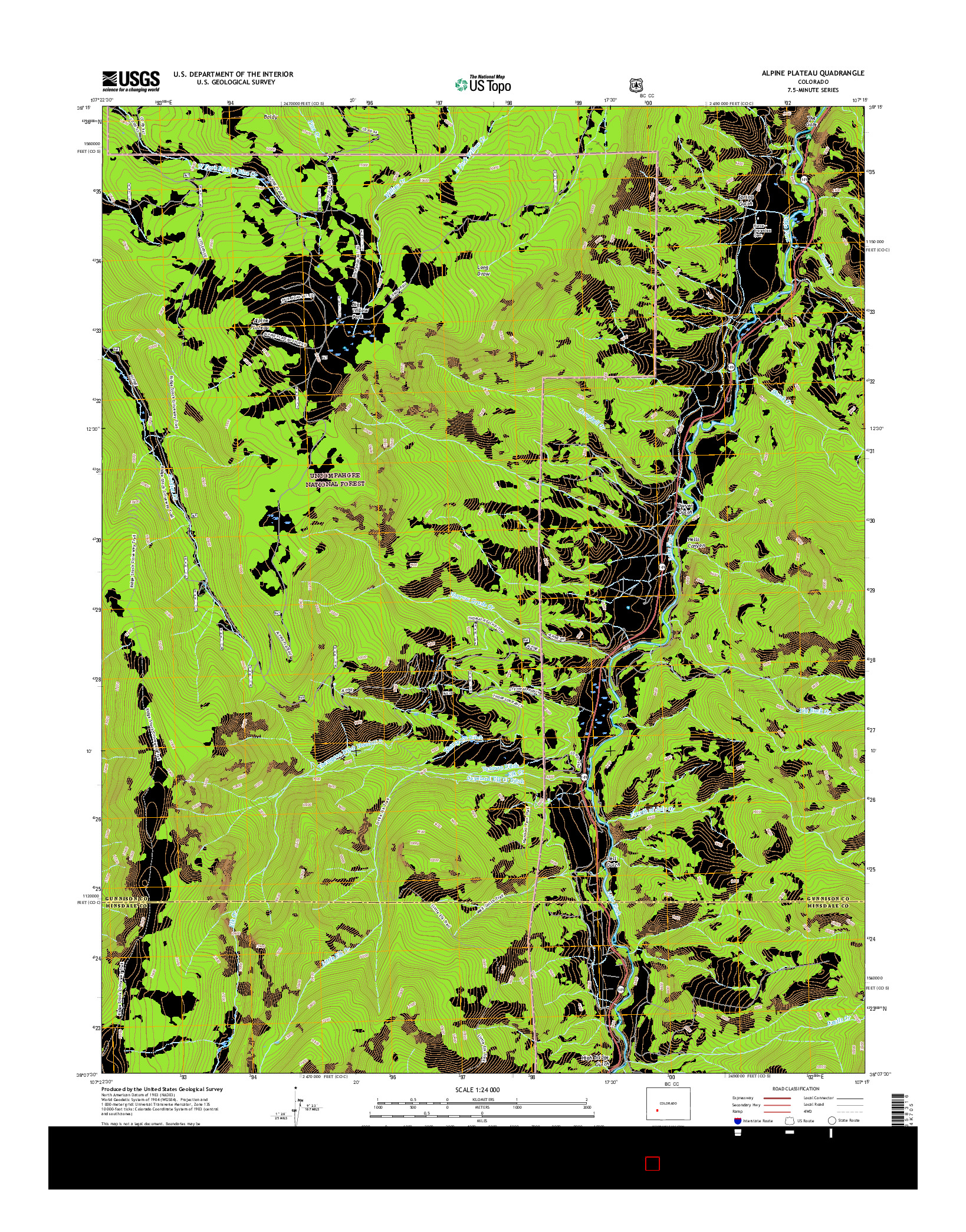 USGS US TOPO 7.5-MINUTE MAP FOR ALPINE PLATEAU, CO 2016