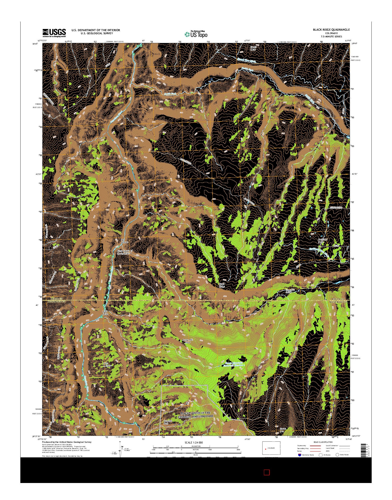 USGS US TOPO 7.5-MINUTE MAP FOR BLACK RIDGE, CO 2016