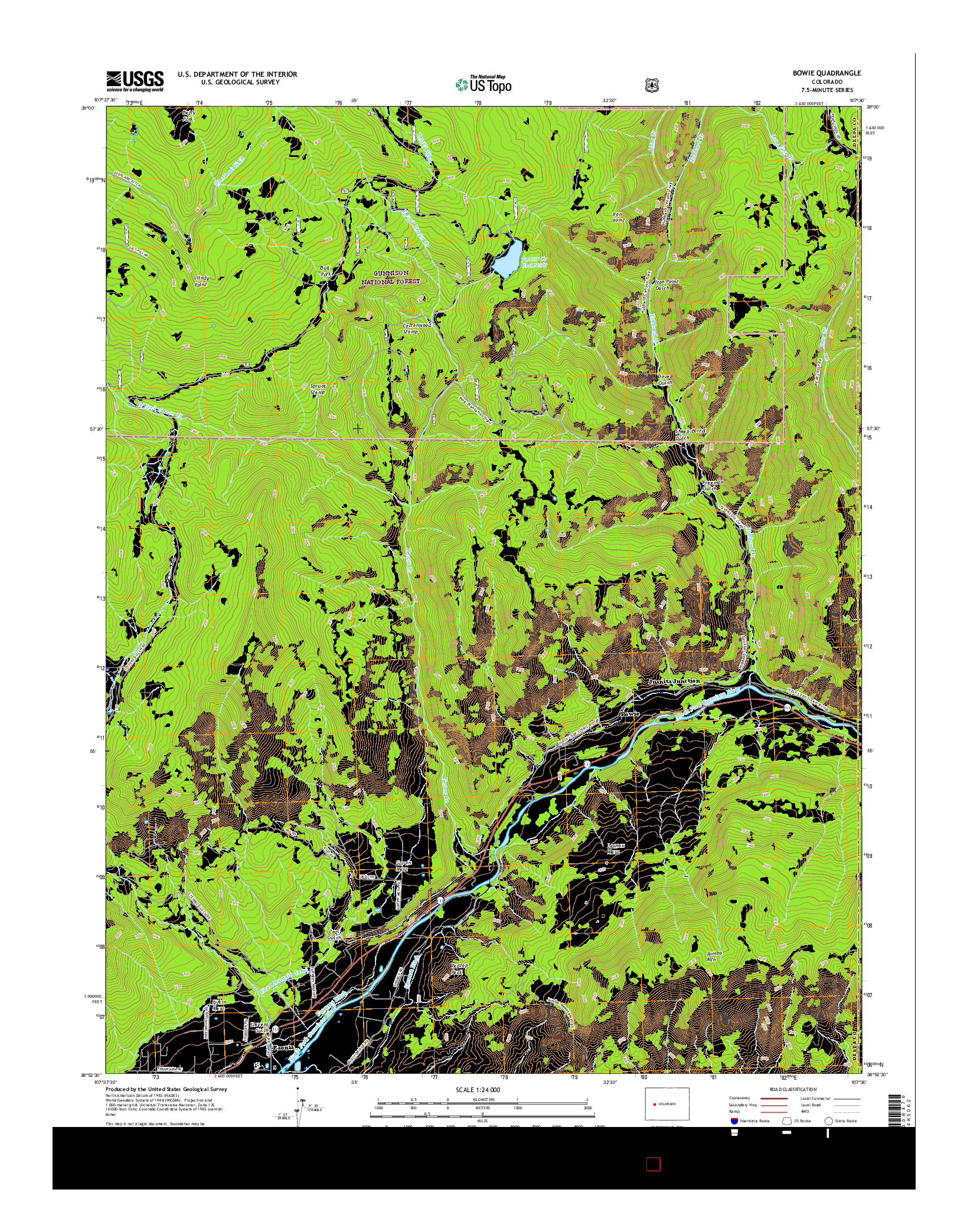 USGS US TOPO 7.5-MINUTE MAP FOR BOWIE, CO 2016