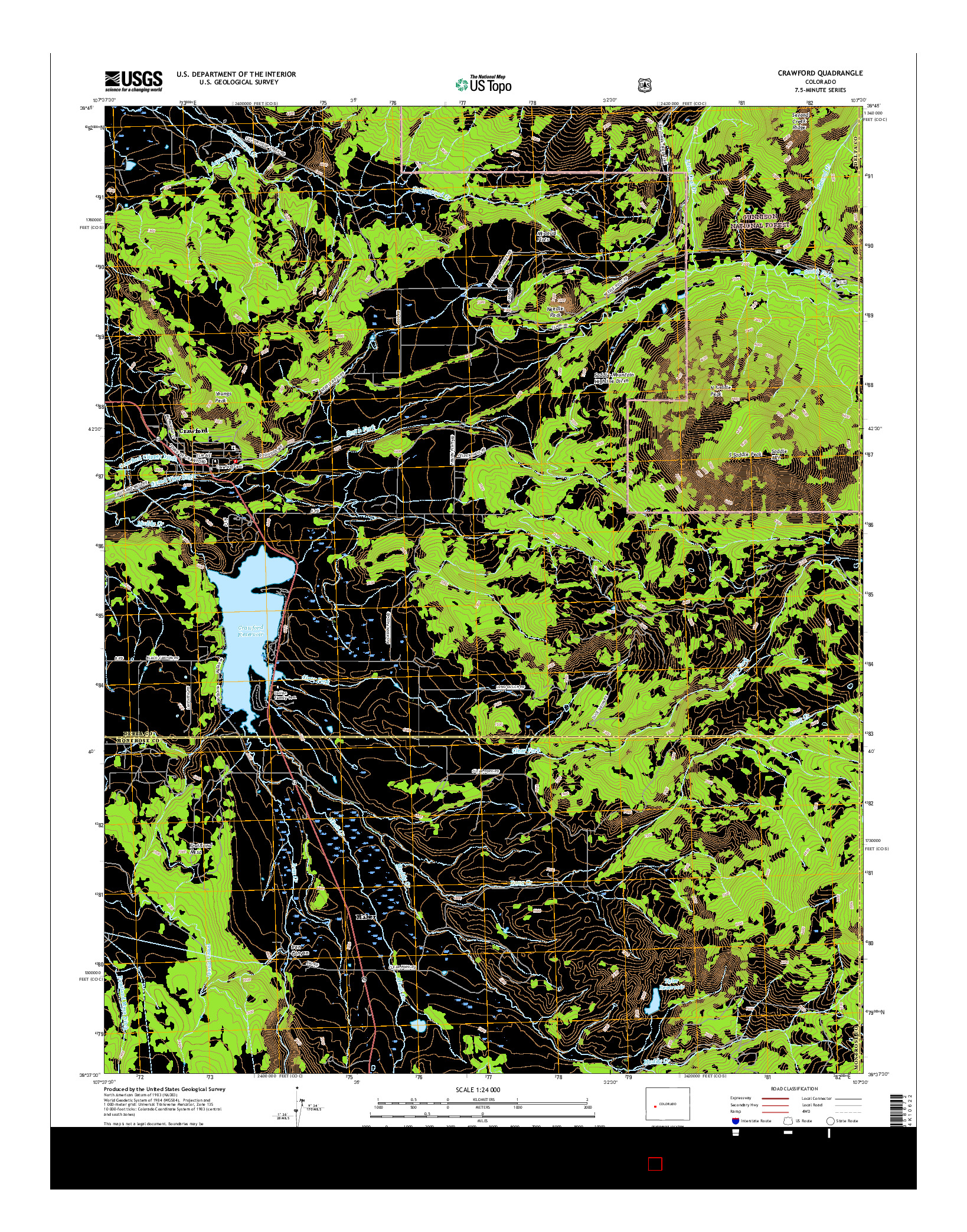 USGS US TOPO 7.5-MINUTE MAP FOR CRAWFORD, CO 2016