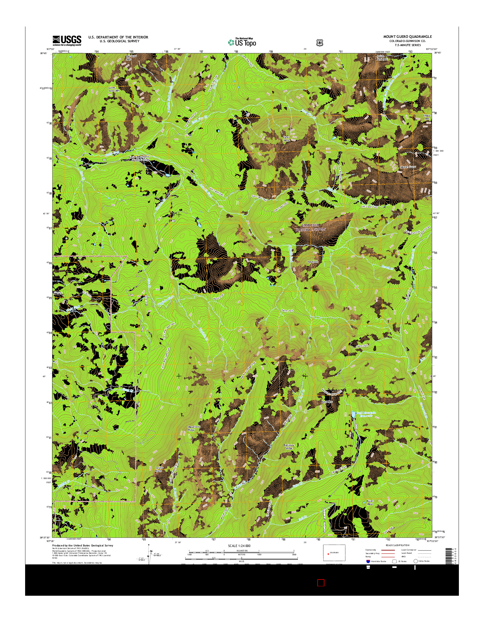 USGS US TOPO 7.5-MINUTE MAP FOR MOUNT GUERO, CO 2016