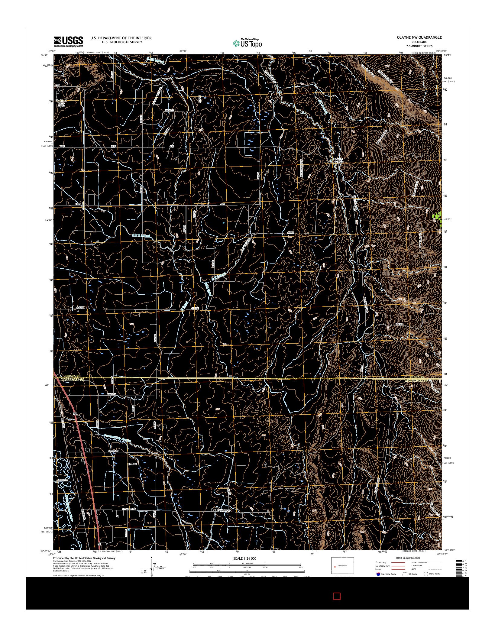 USGS US TOPO 7.5-MINUTE MAP FOR OLATHE NW, CO 2016