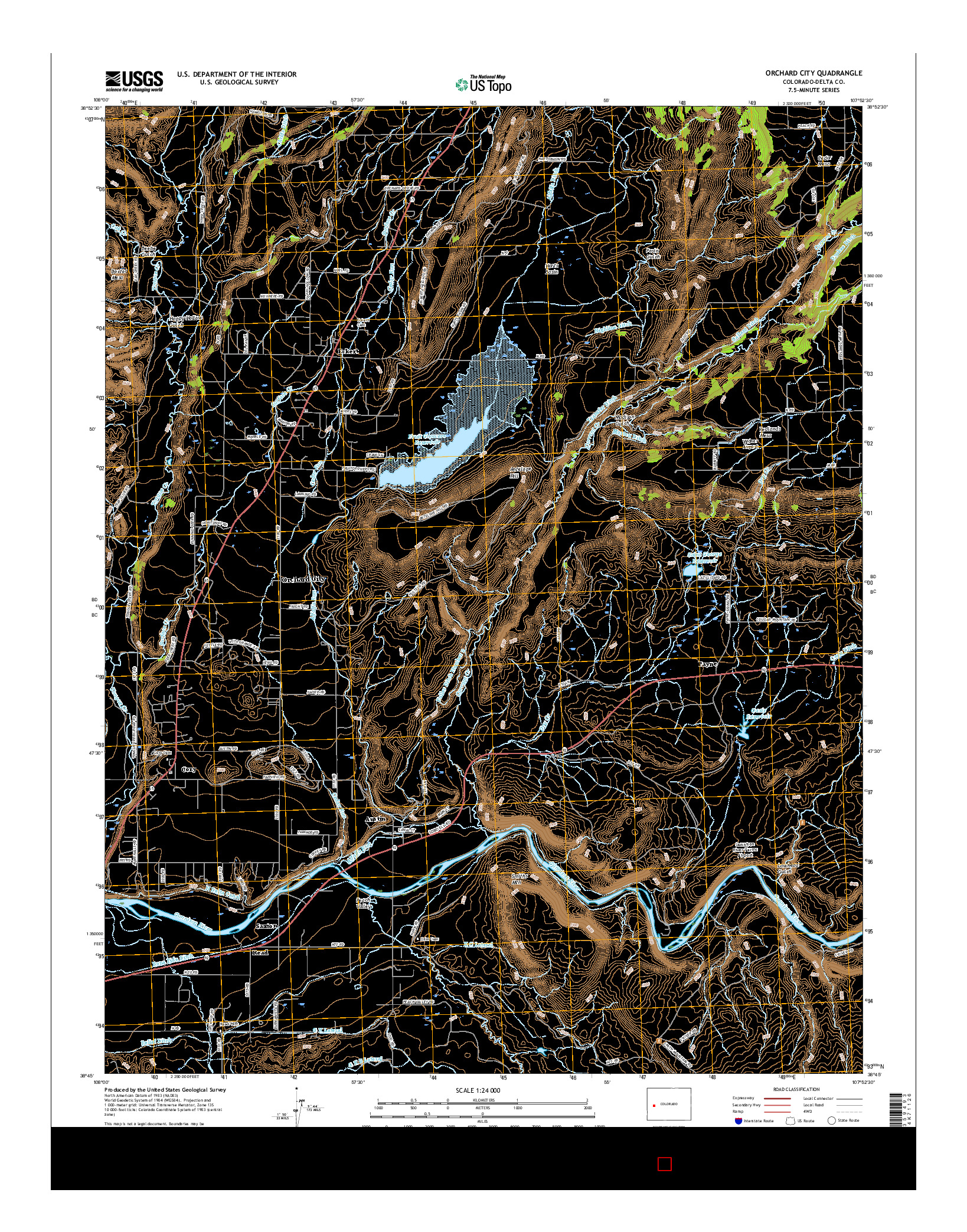 USGS US TOPO 7.5-MINUTE MAP FOR ORCHARD CITY, CO 2016