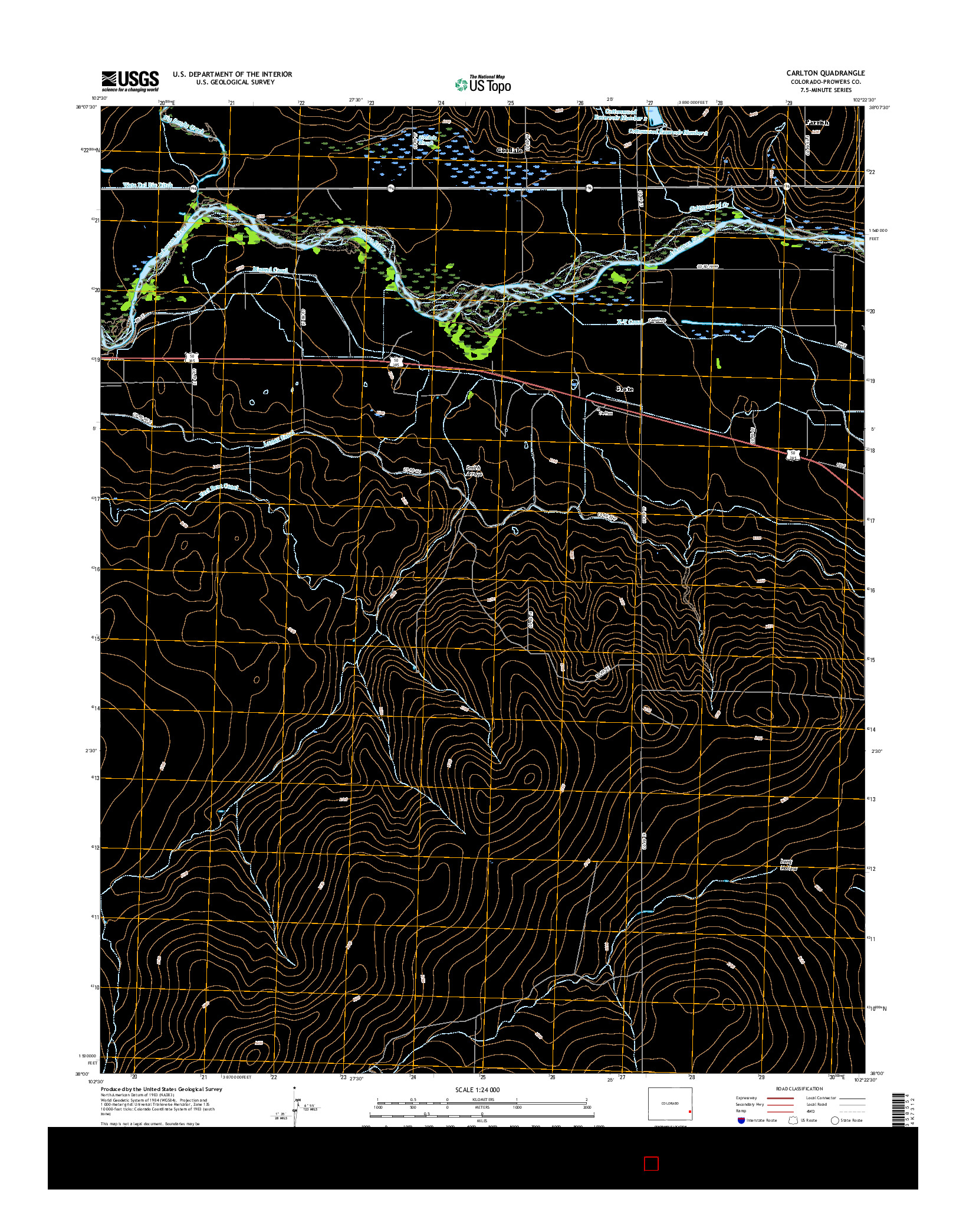 USGS US TOPO 7.5-MINUTE MAP FOR CARLTON, CO 2016