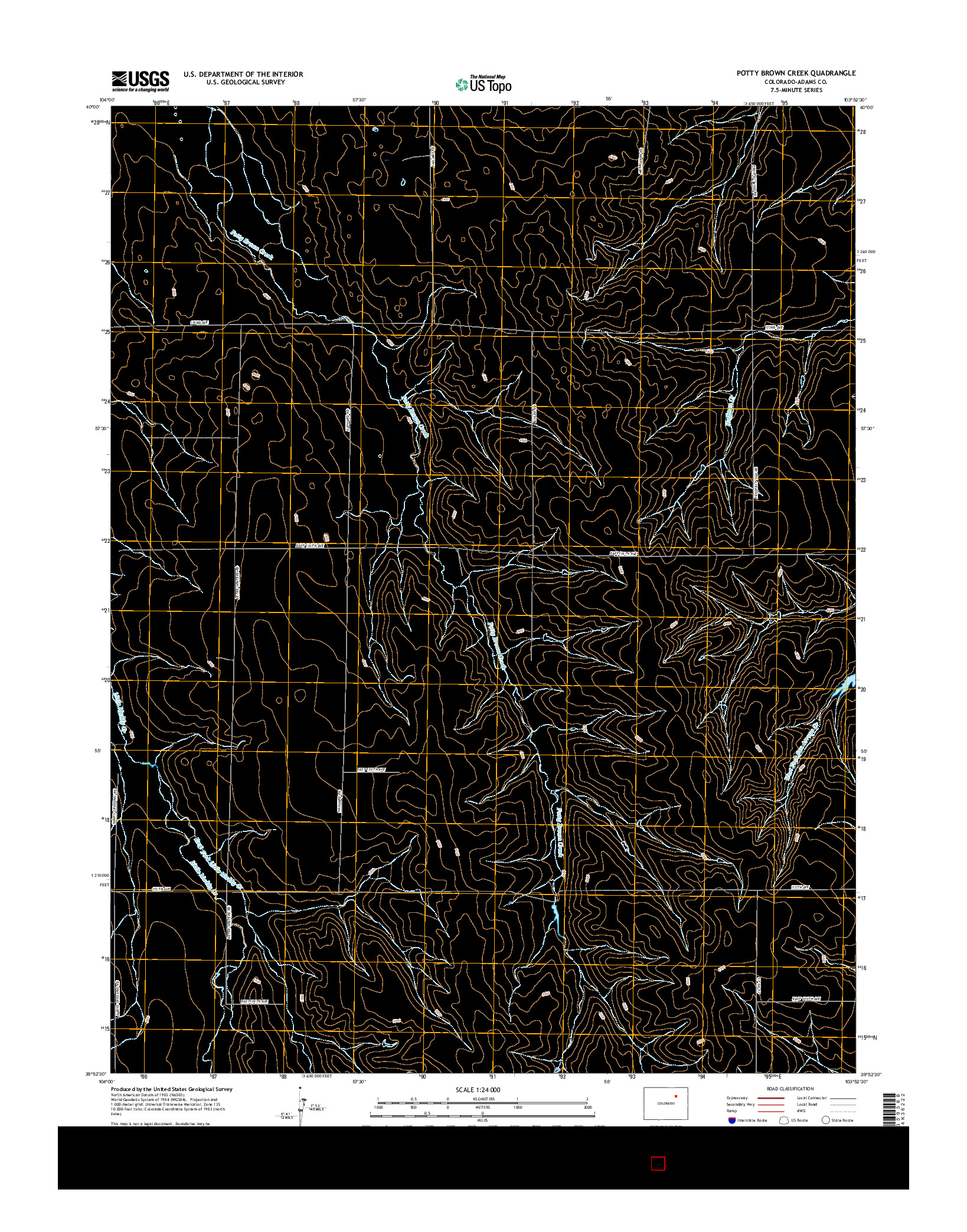 USGS US TOPO 7.5-MINUTE MAP FOR POTTY BROWN CREEK, CO 2016