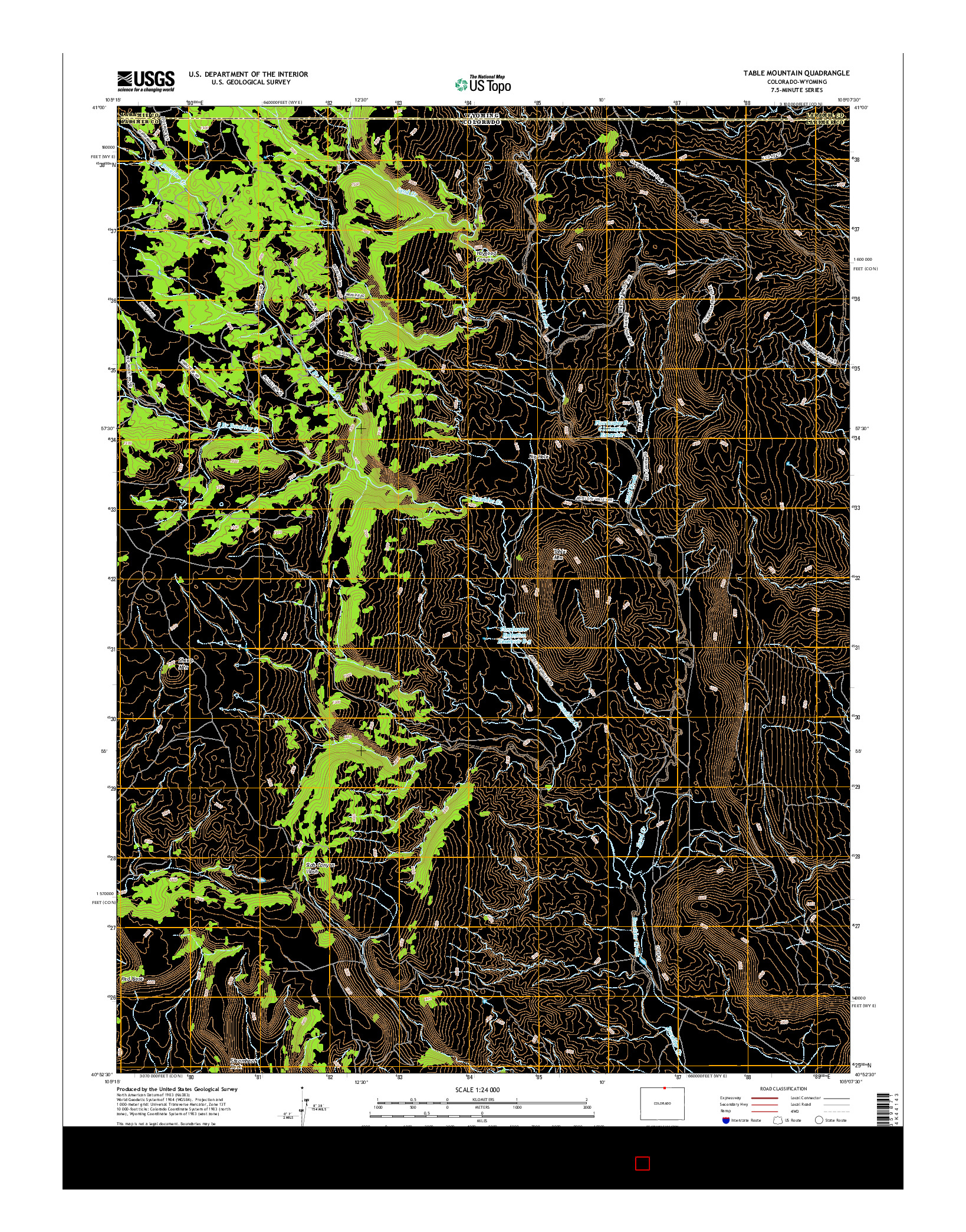 USGS US TOPO 7.5-MINUTE MAP FOR TABLE MOUNTAIN, CO-WY 2016
