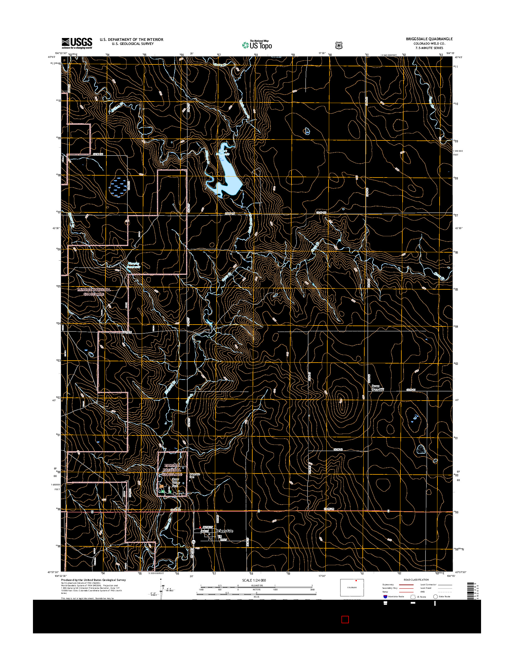 USGS US TOPO 7.5-MINUTE MAP FOR BRIGGSDALE, CO 2016