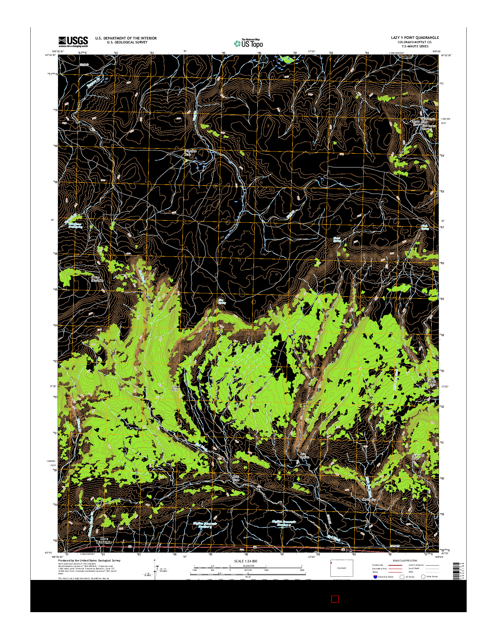 USGS US TOPO 7.5-MINUTE MAP FOR LAZY Y POINT, CO 2016