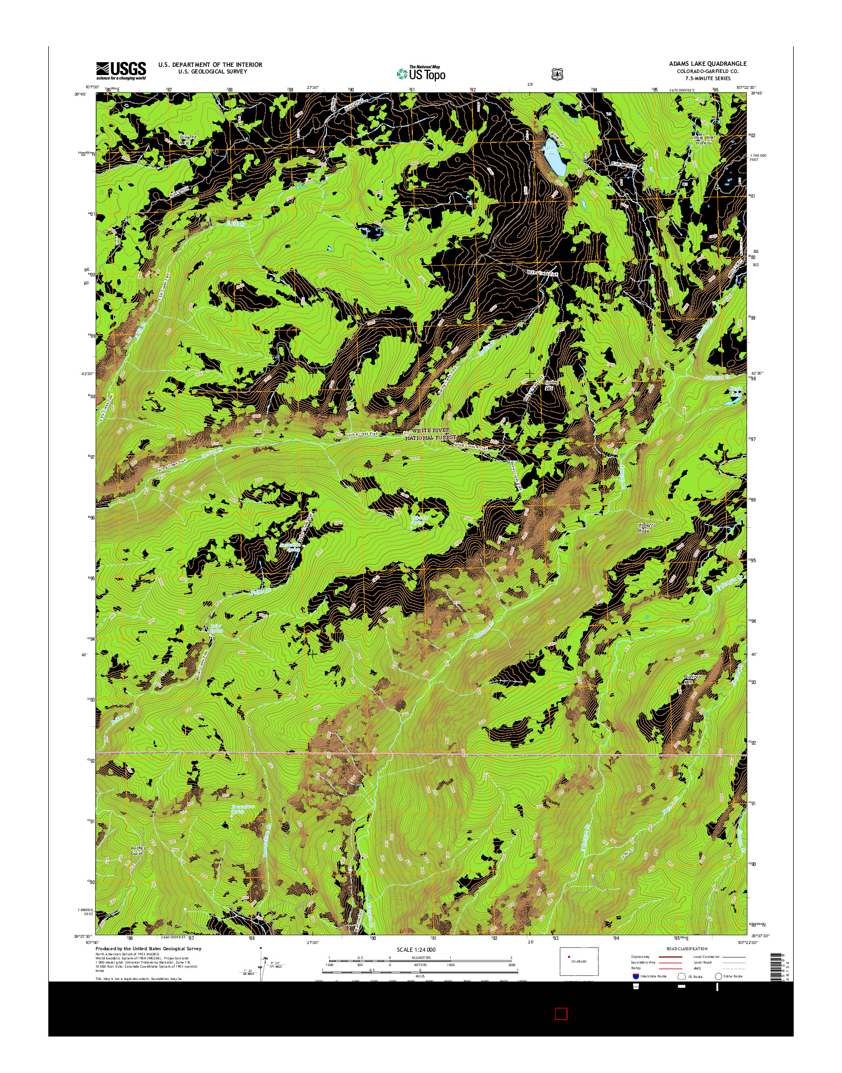 USGS US TOPO 7.5-MINUTE MAP FOR ADAMS LAKE, CO 2016