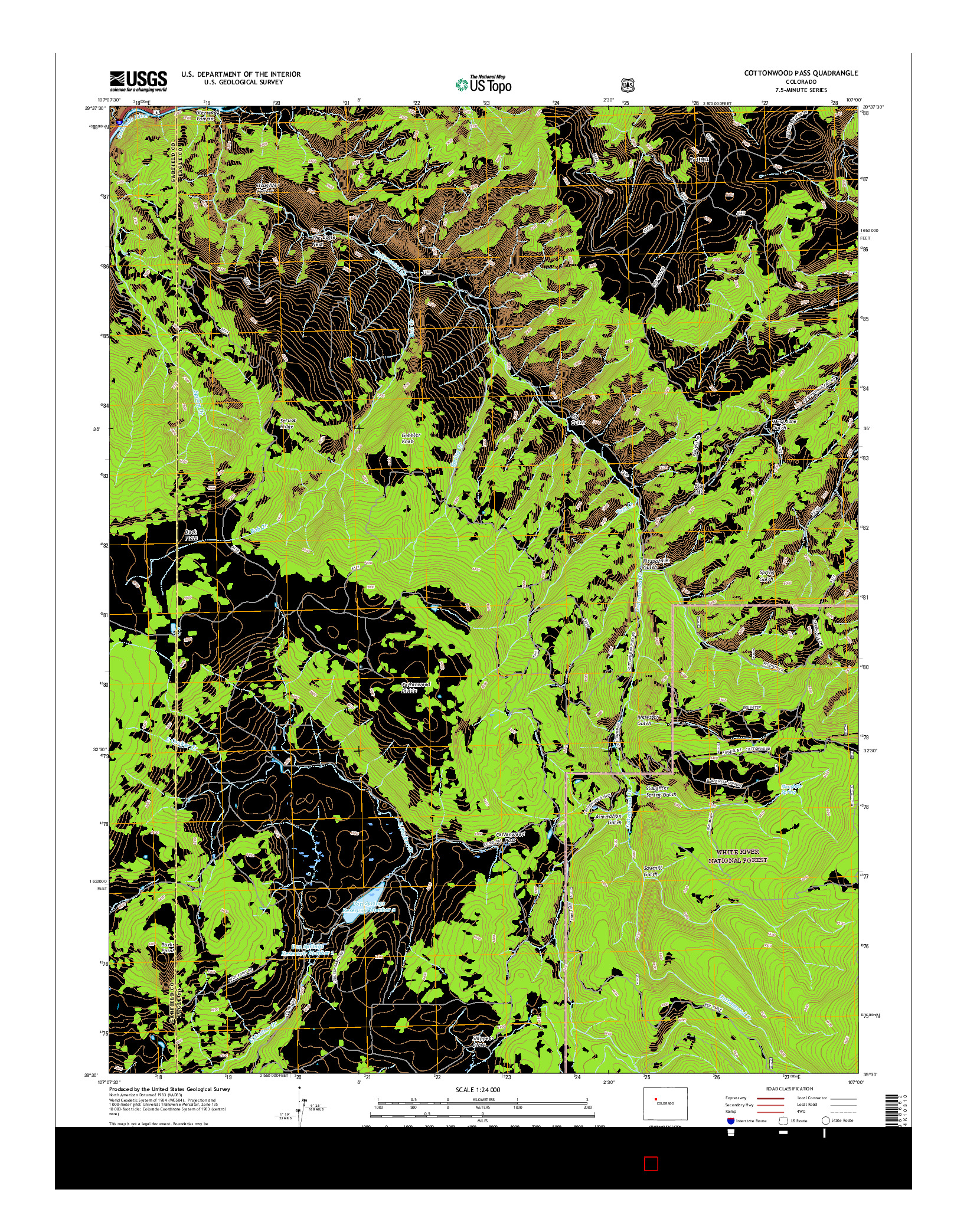 USGS US TOPO 7.5-MINUTE MAP FOR COTTONWOOD PASS, CO 2016