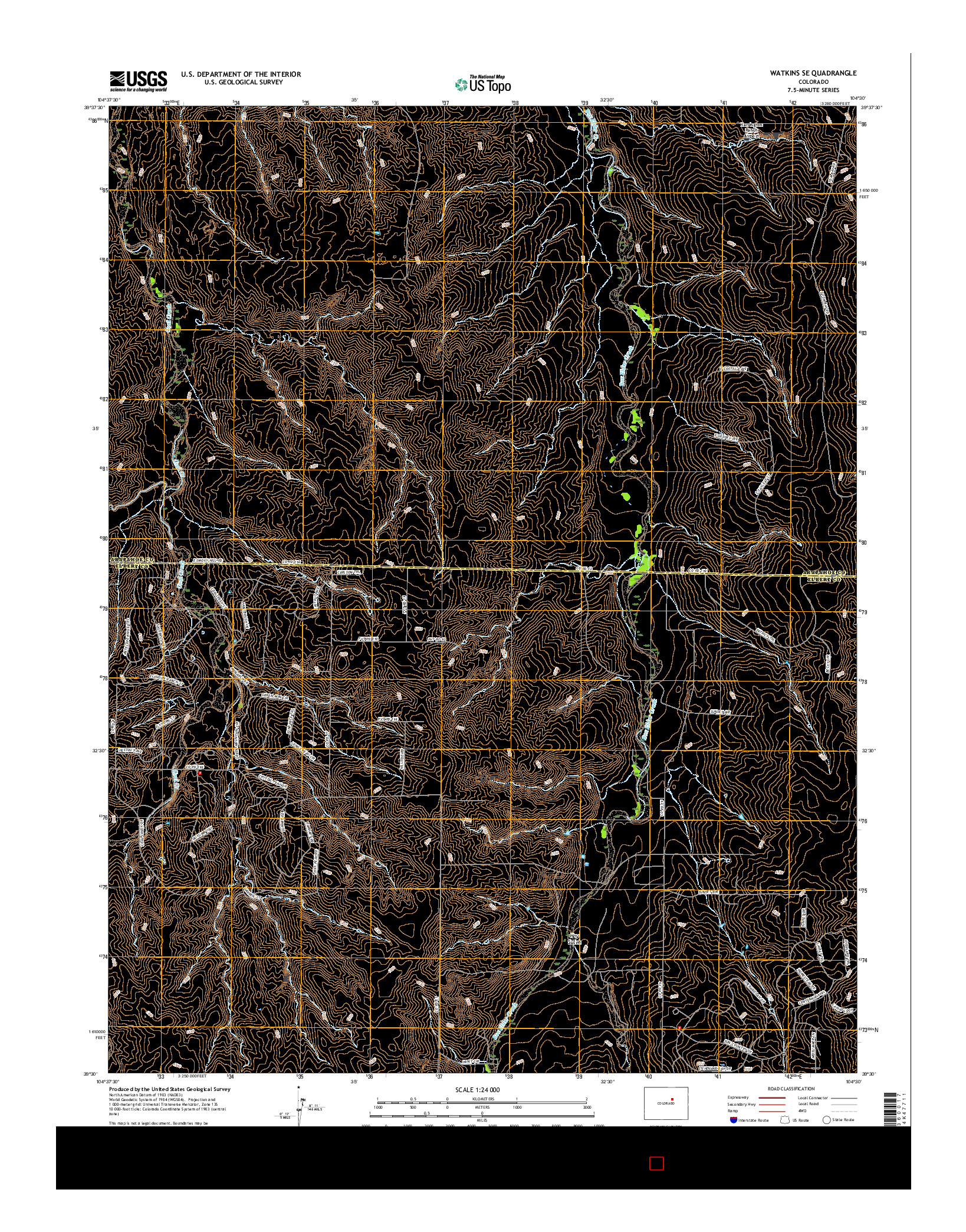 USGS US TOPO 7.5-MINUTE MAP FOR WATKINS SE, CO 2016