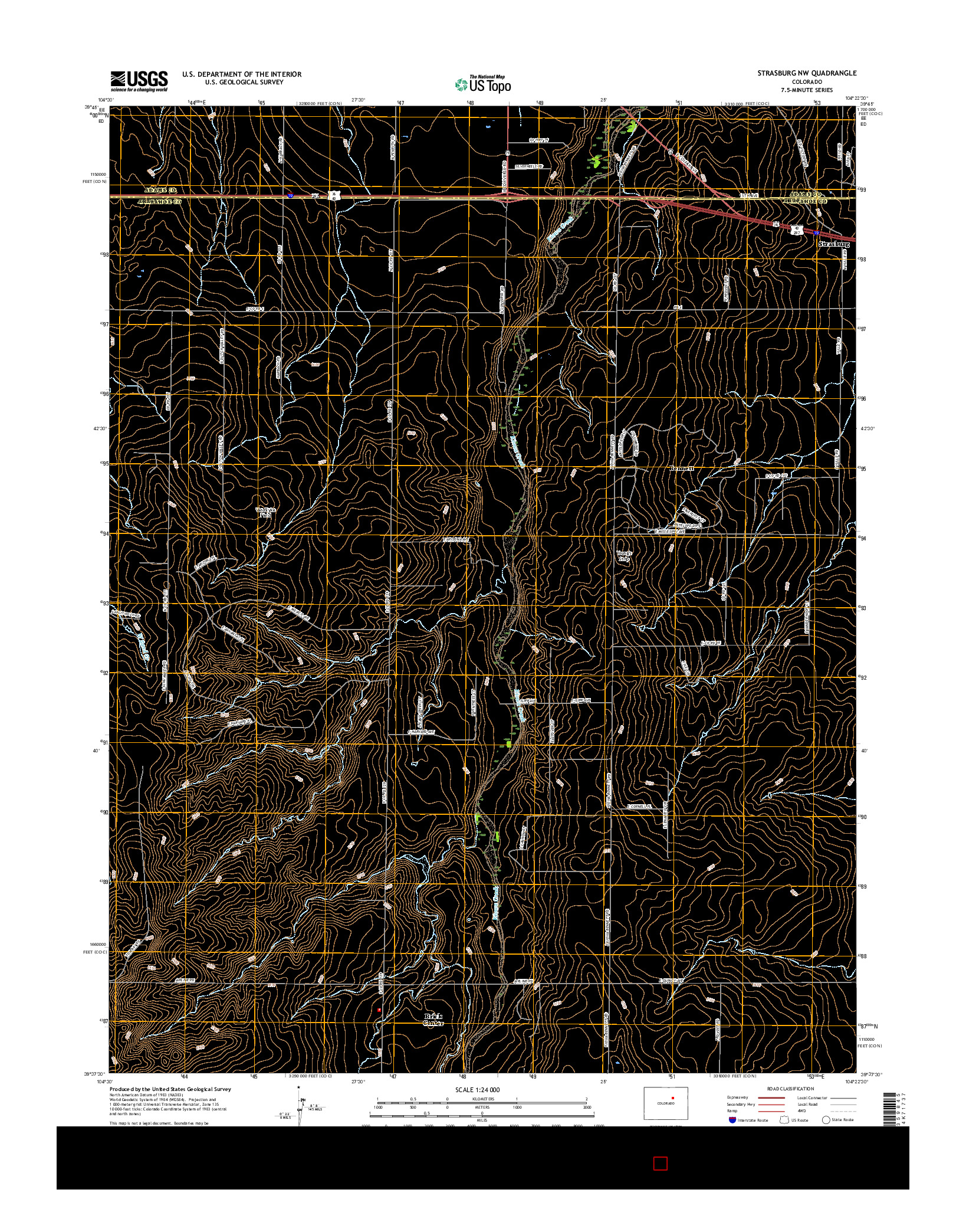 USGS US TOPO 7.5-MINUTE MAP FOR STRASBURG NW, CO 2016